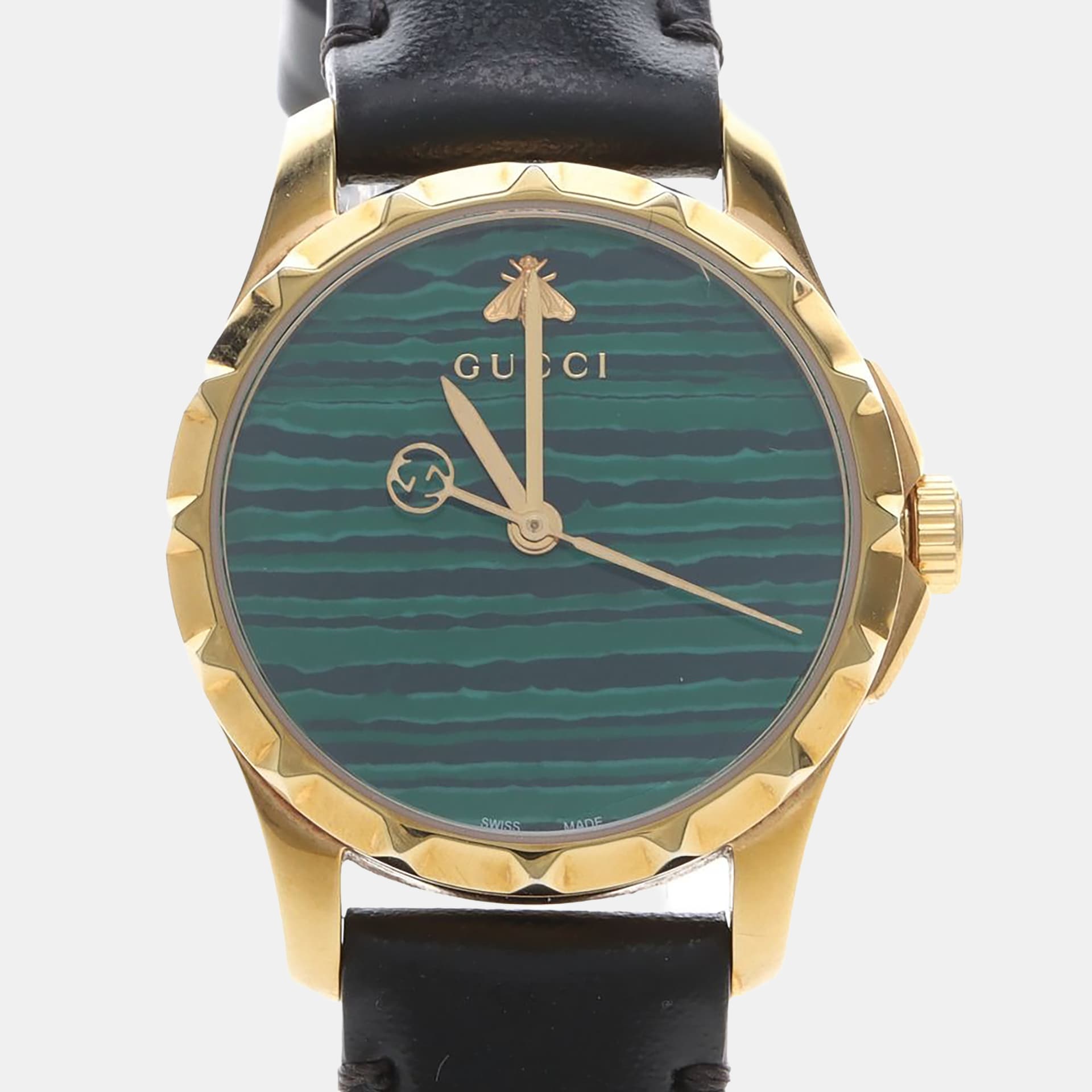 Gucci G-Timeless YA126555 Green Yellow Gold Plated, Stainless Steel Women Wristwatch 27mm