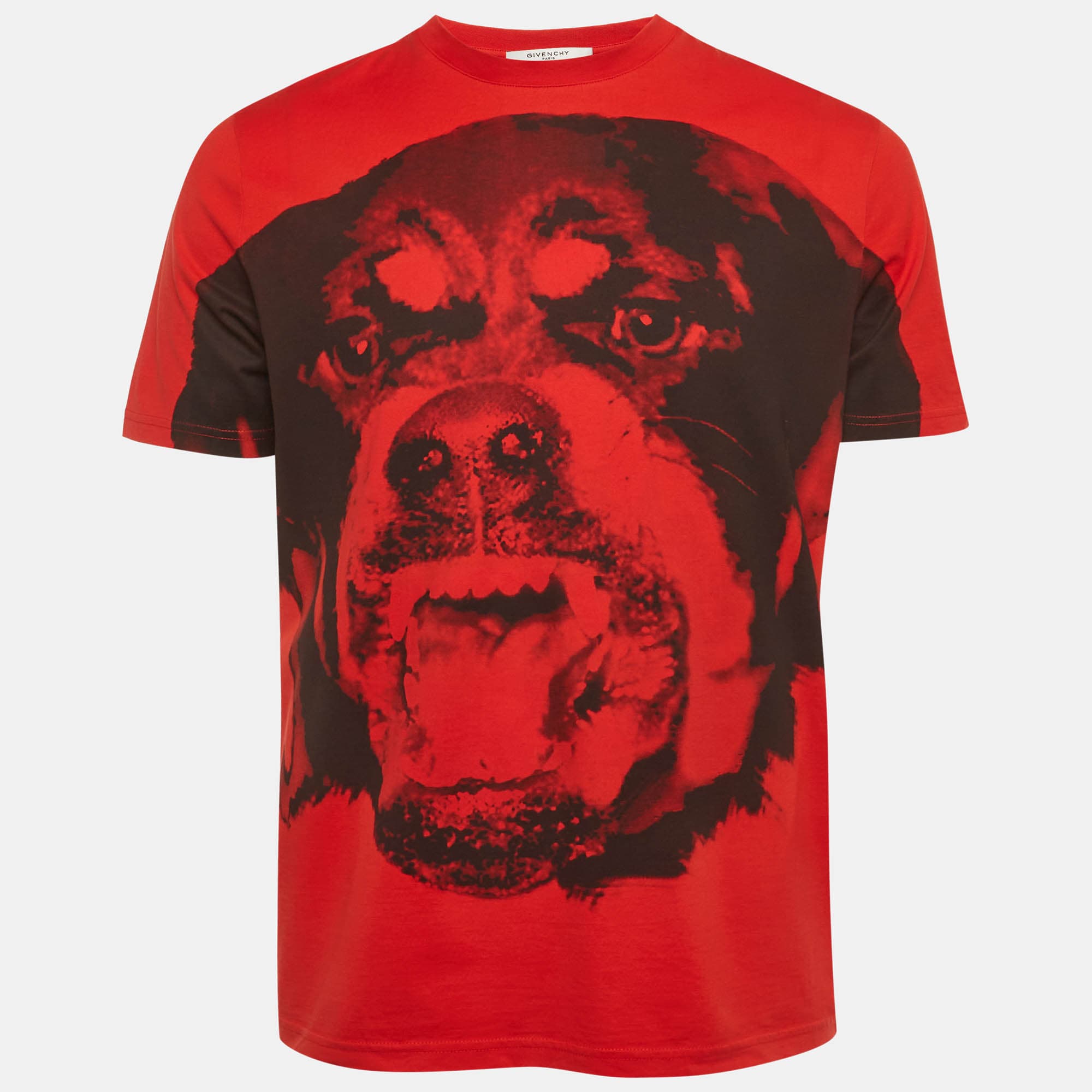 Givenchy Red Rottweiler Print Cotton T-Shirt XS