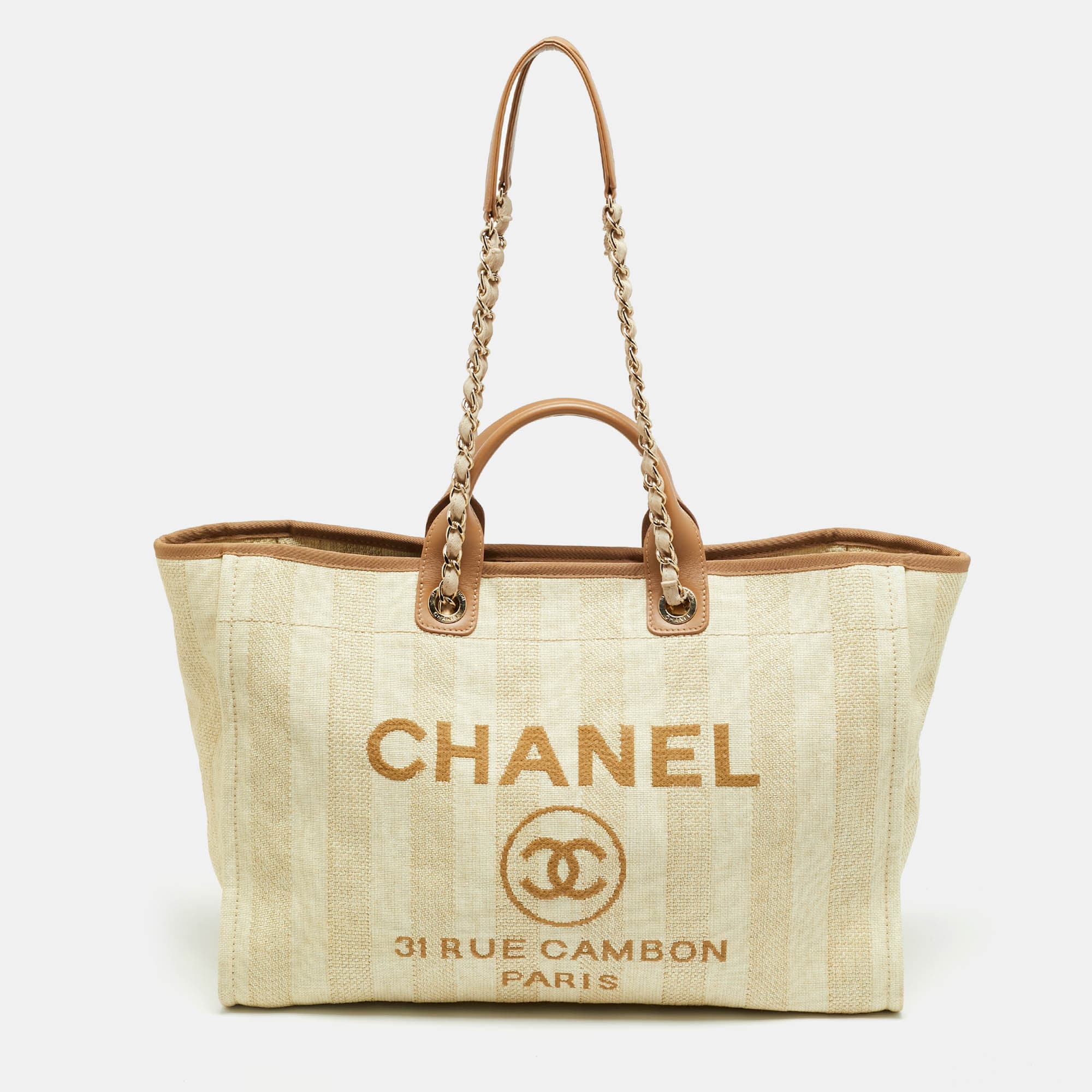 Chanel Deauville Extra Large Tan/Natural Raffia Shopper Tote
