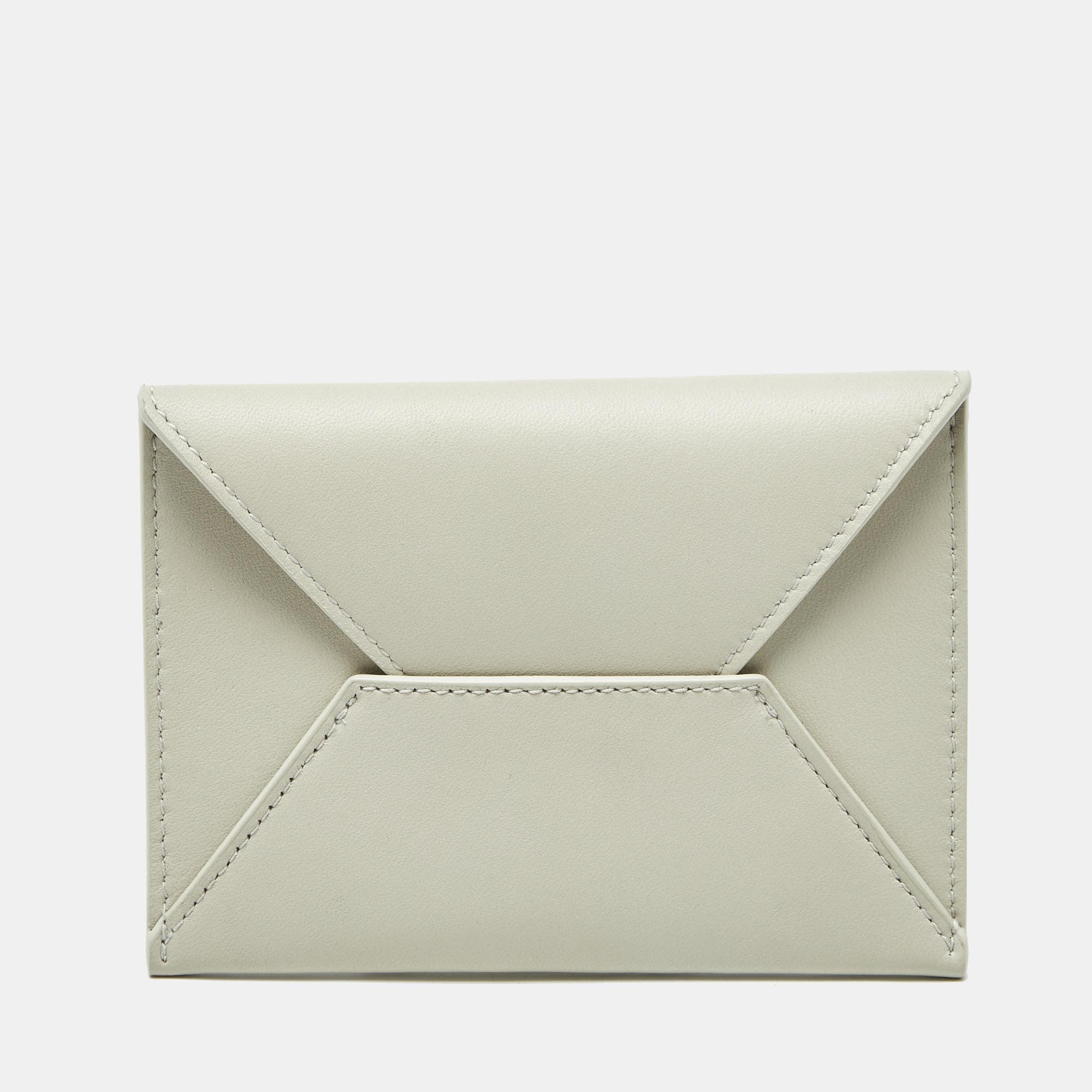 Bottega Veneta Off White Leather Envelope Card Holder