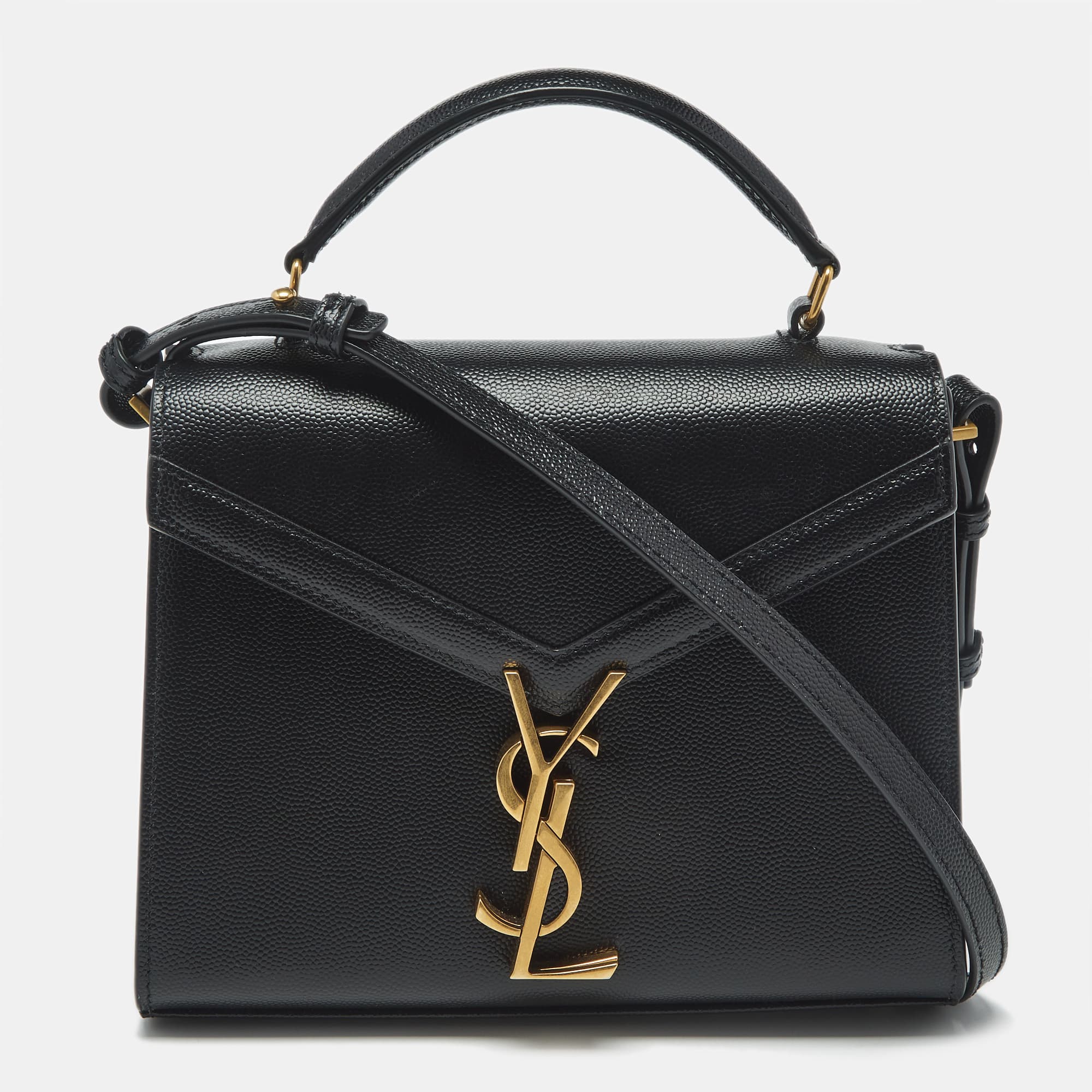 Saint Laurent Cassandra Mini Black Leather Top Handle Bag