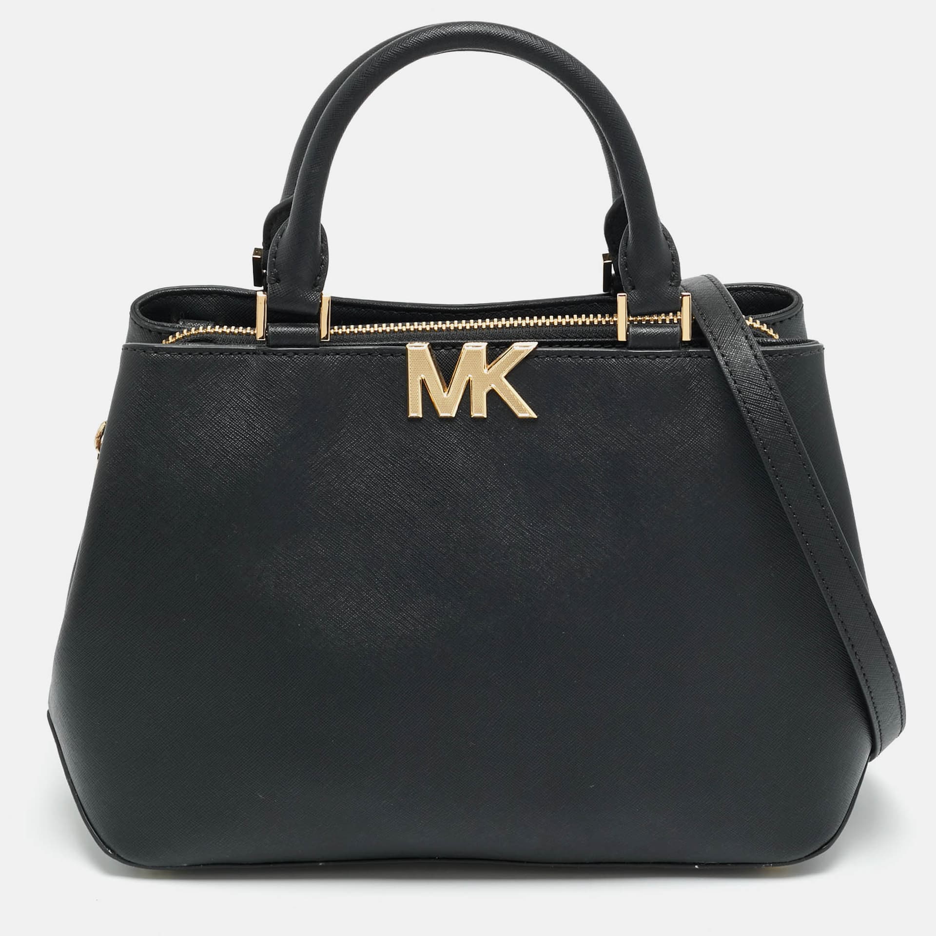 Michael Kors Florence Medium Black Saffiano Leather Satchel