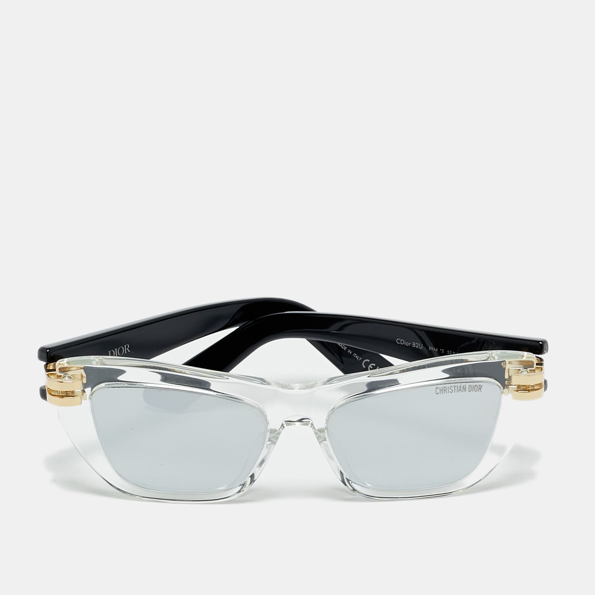 Dior Black/Silver Mirrored Cdior B2U 89A4 Cat Eye Sunglasses