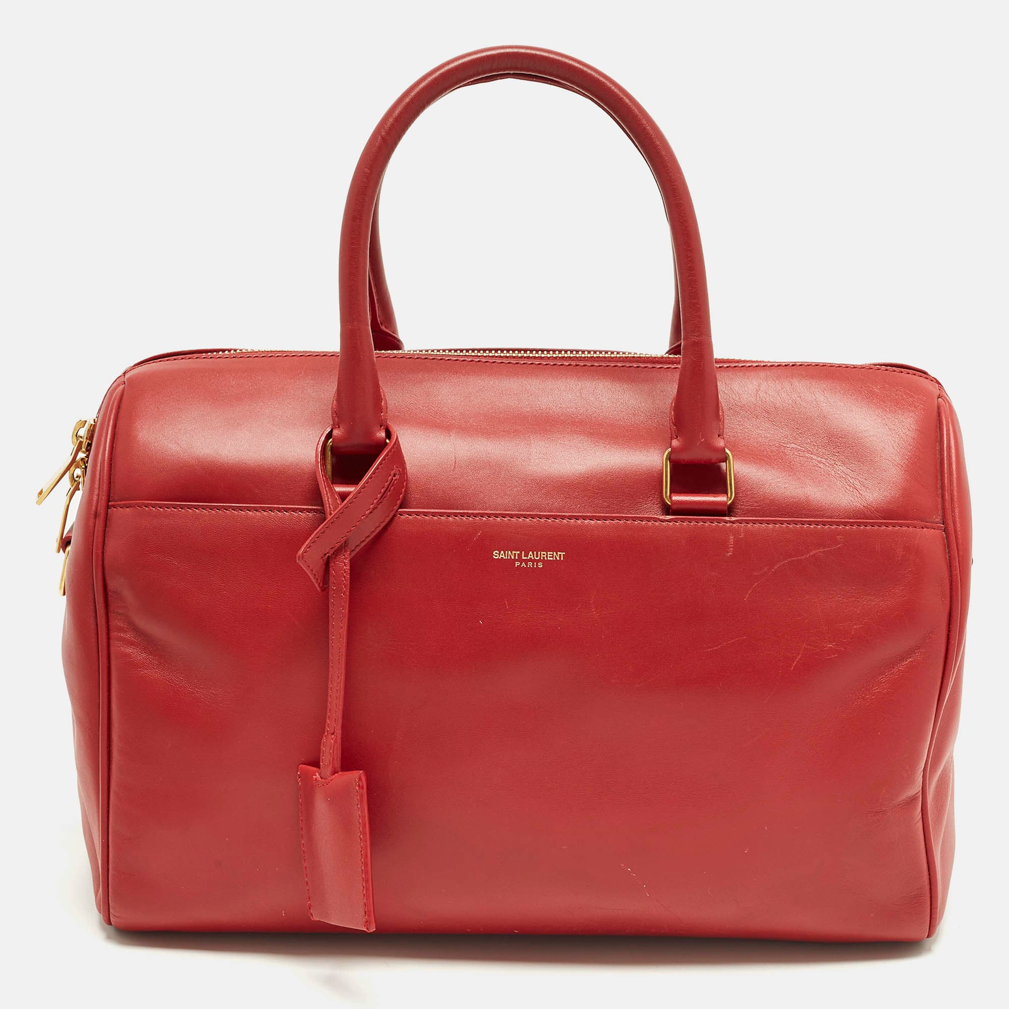 Saint Laurent Classic 6 Red Leather Duffle Bag