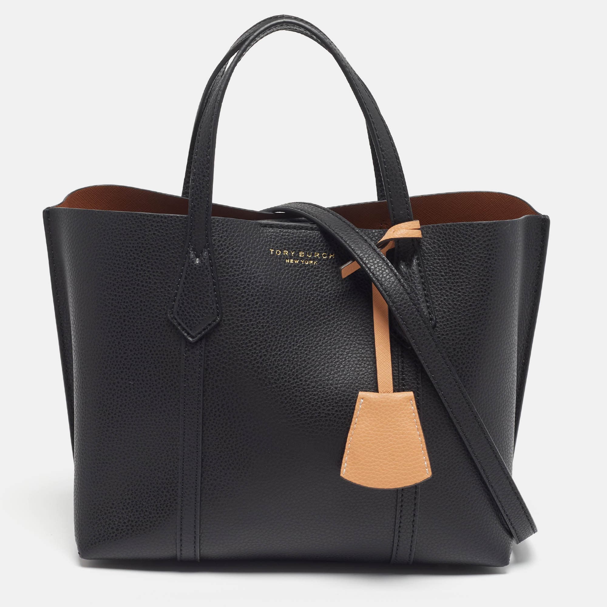 Tory Burch Perry Triple-Compartment Small Leather Tote