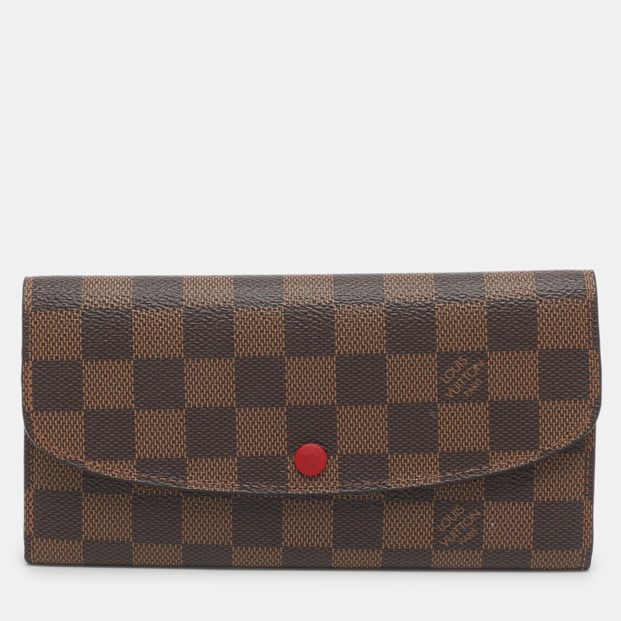 Louis Vuitton Emilie Damier Ebene Canvas Long Wallet