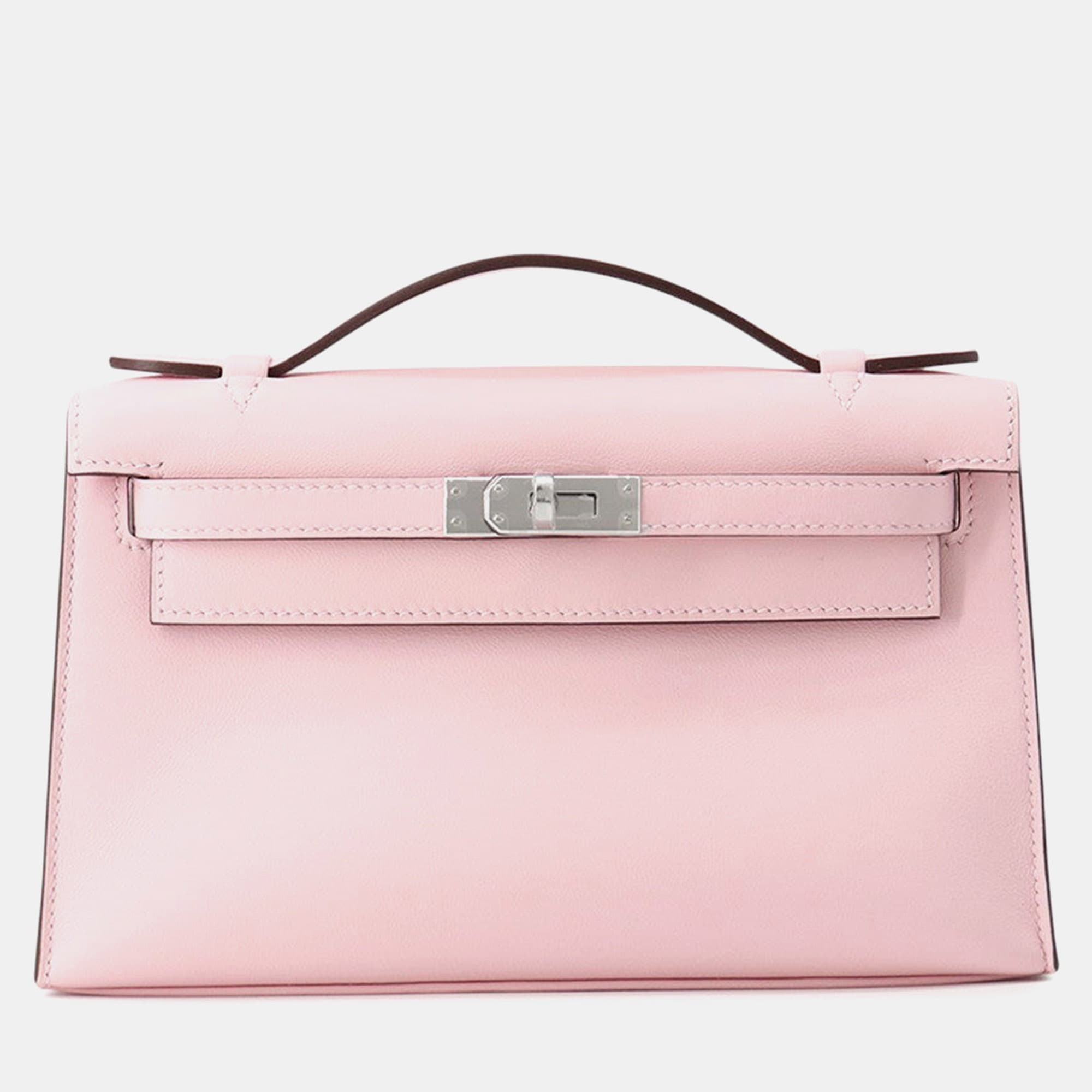 Hermes Pochettekelly Rose Sakura Swift Leather
