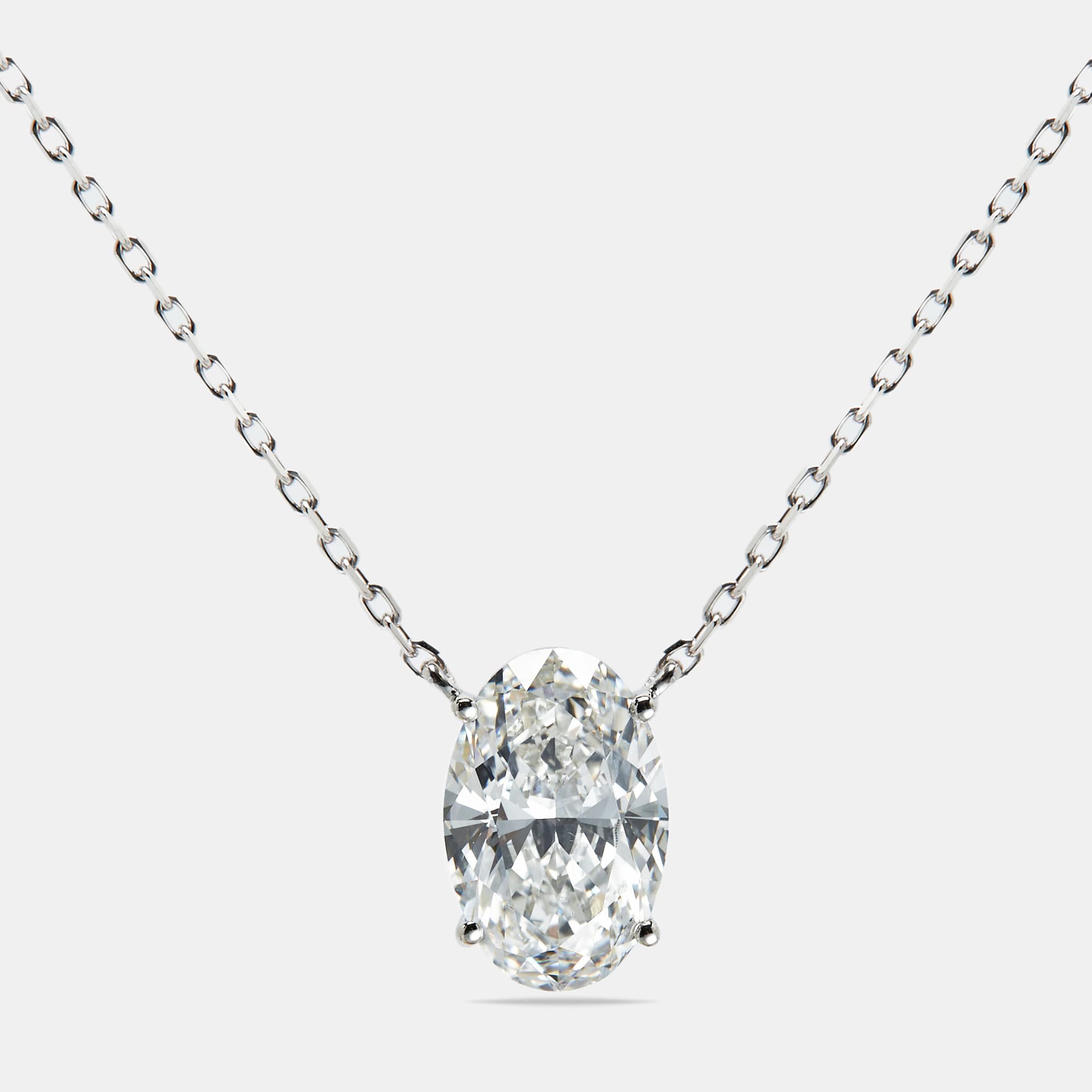 5.00 cts Oval Brilliant Lab Grown Diamond 18k White Gold Chain Necklace