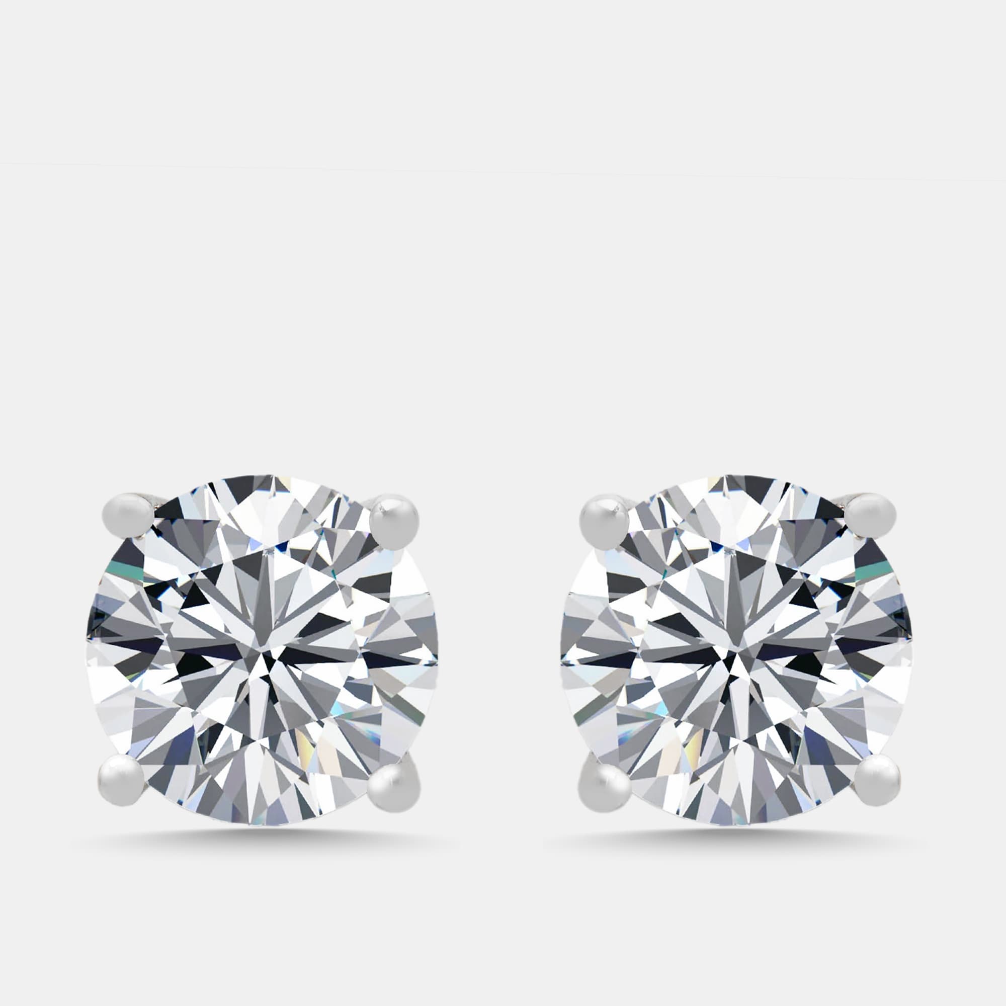 2 cts Round Lab Grown Diamonds 18k White Gold Earrings