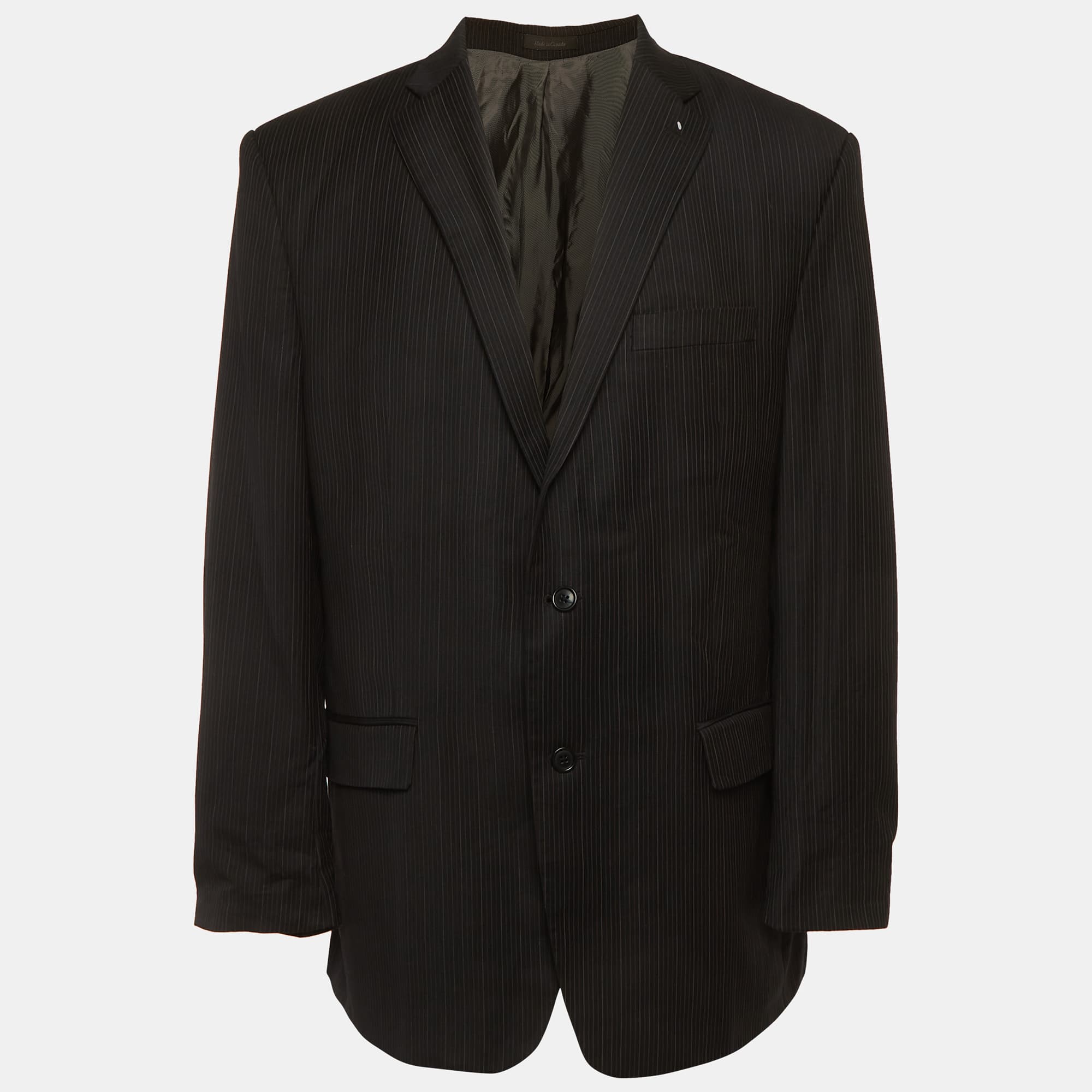 Calvin Klein Black Striped Wool Macy's Blazer XL