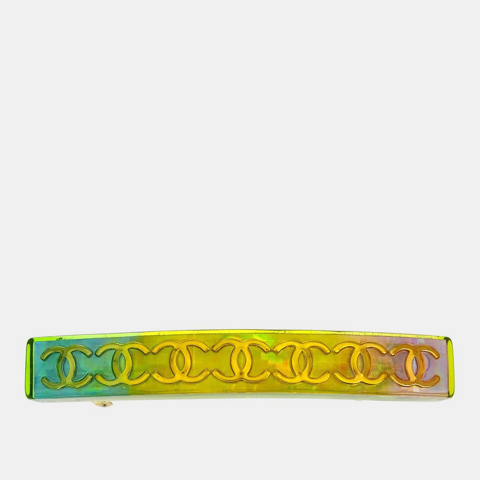 Chanel Hair Clip Barrette Yellow Gold Acrylic