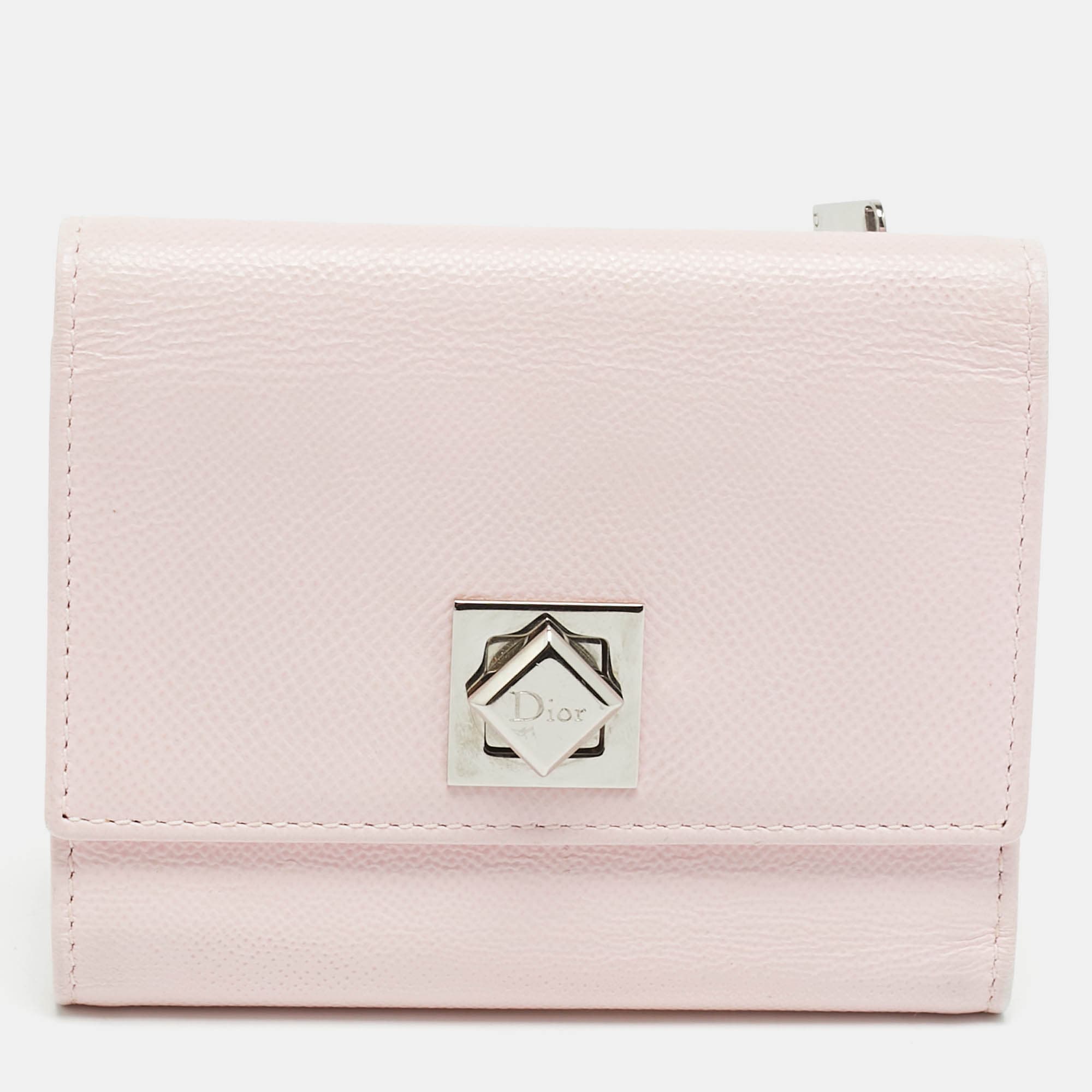 Dior Turn Me Light Pink Leather Trifold Wallet