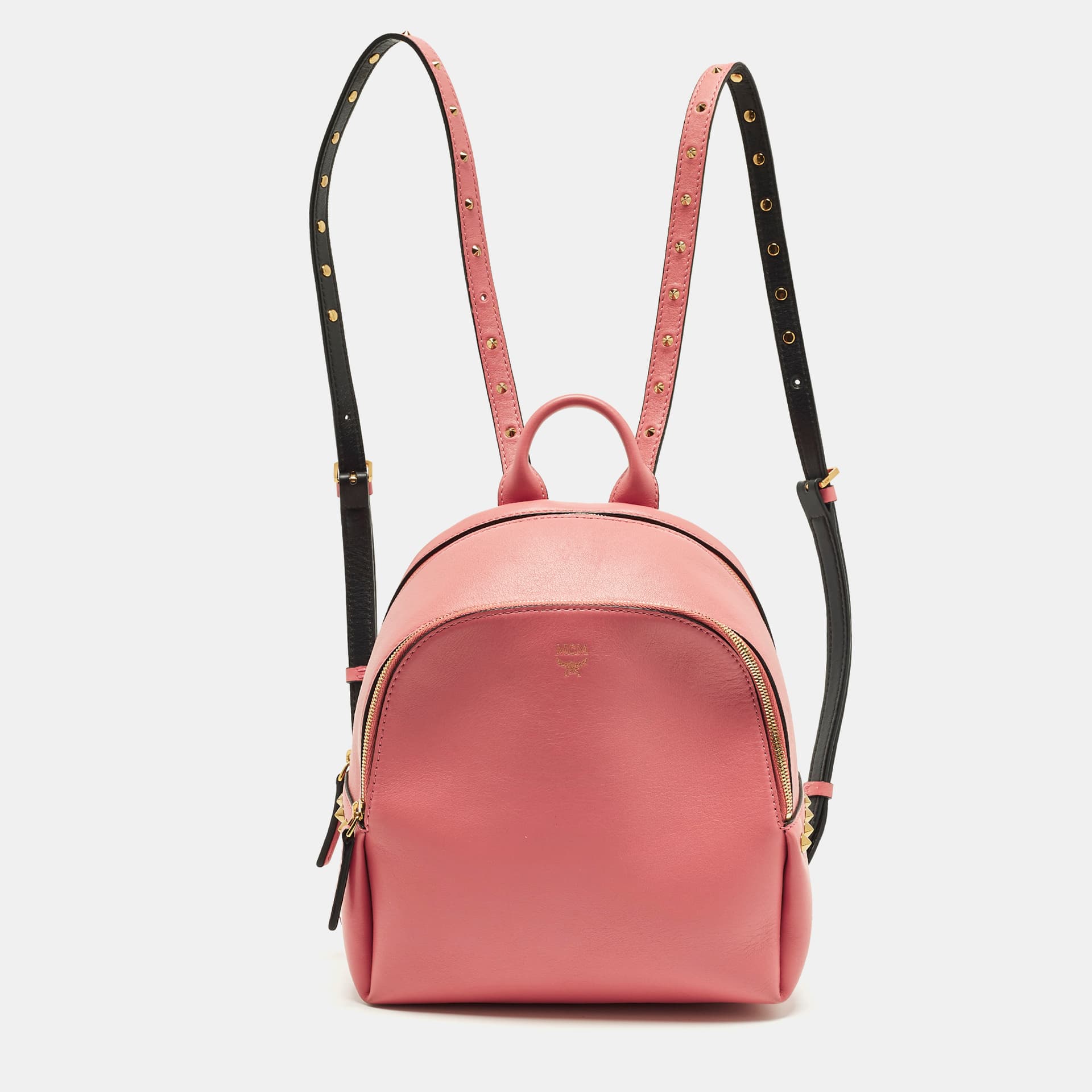 MCM Studded Pink Leather Backpack