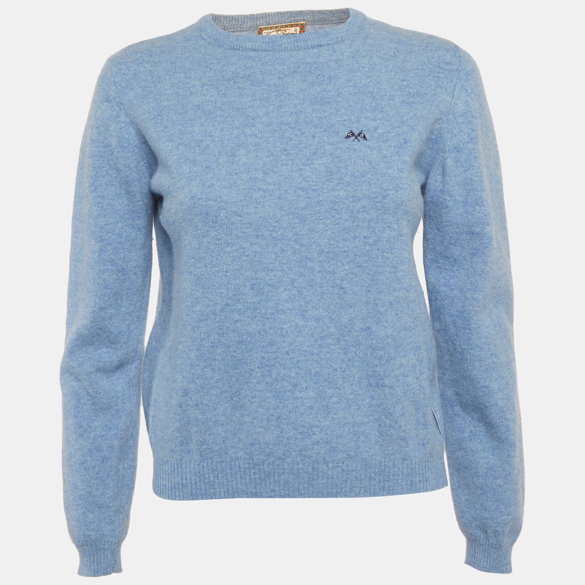 Thomas Burberry Blue Wool Crewneck Sweater S