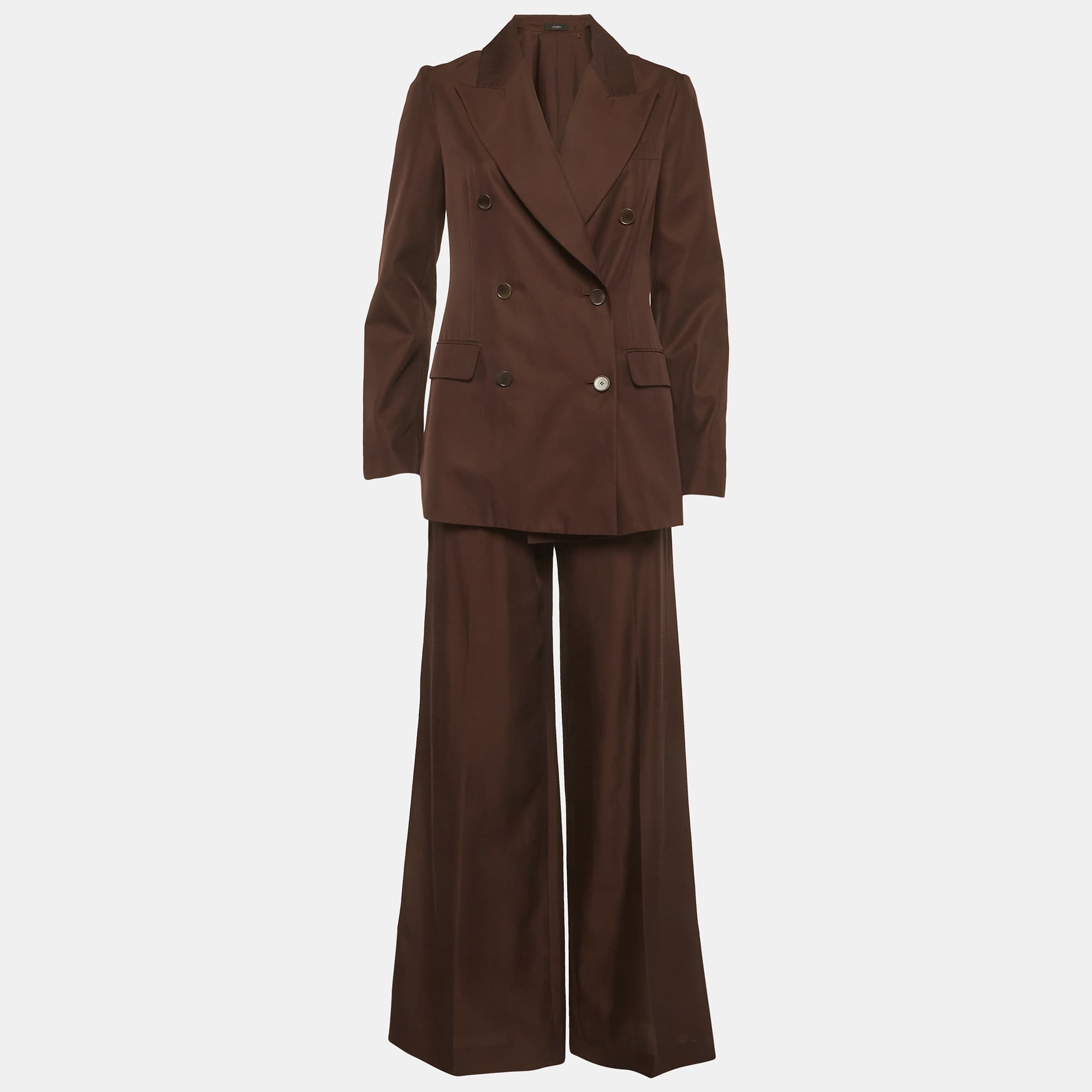 Joseph Brown Silk Blend Double Breasted Blazer & Pantsuits S