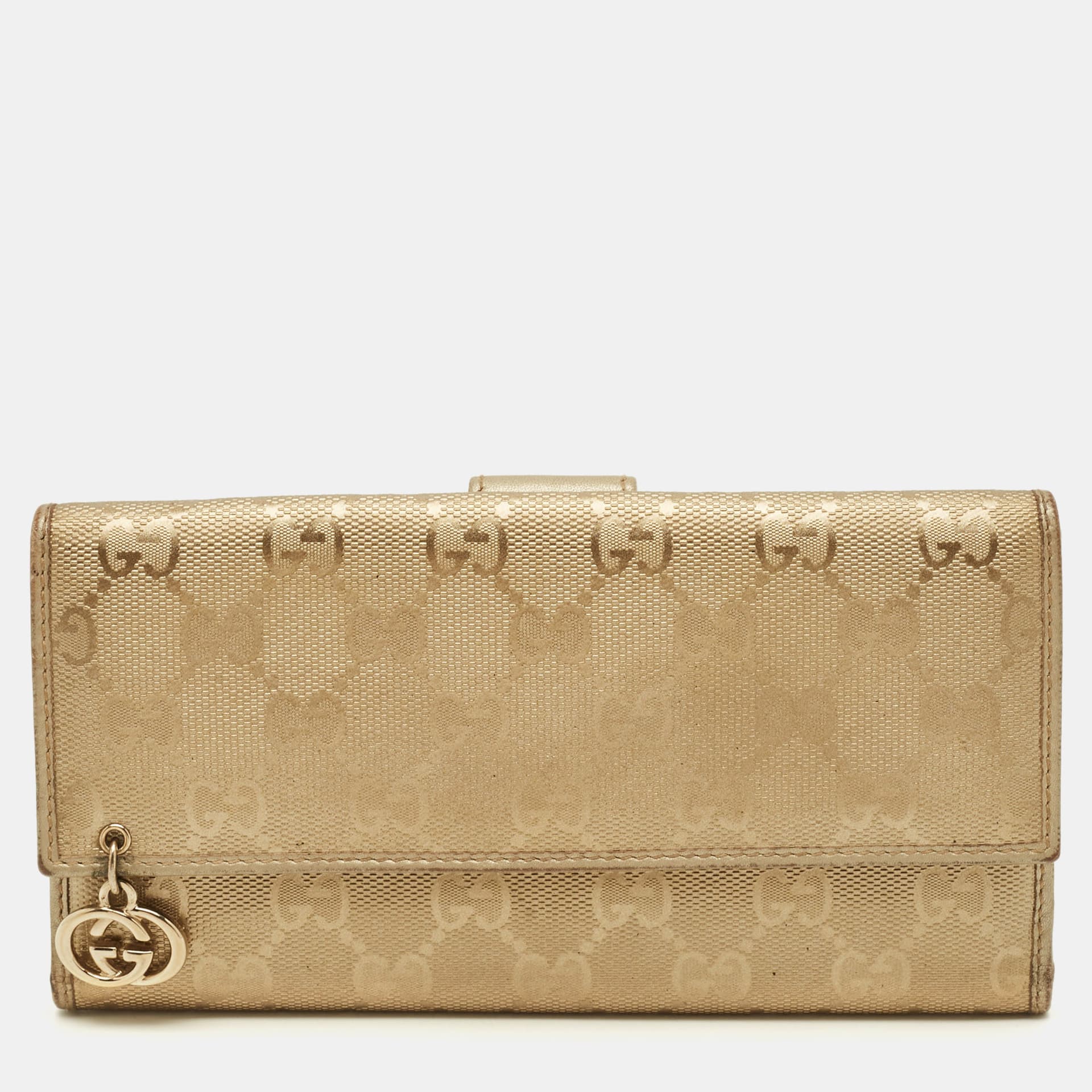 Gucci GG Twins Gold Imprime Canvas Continental Wallet