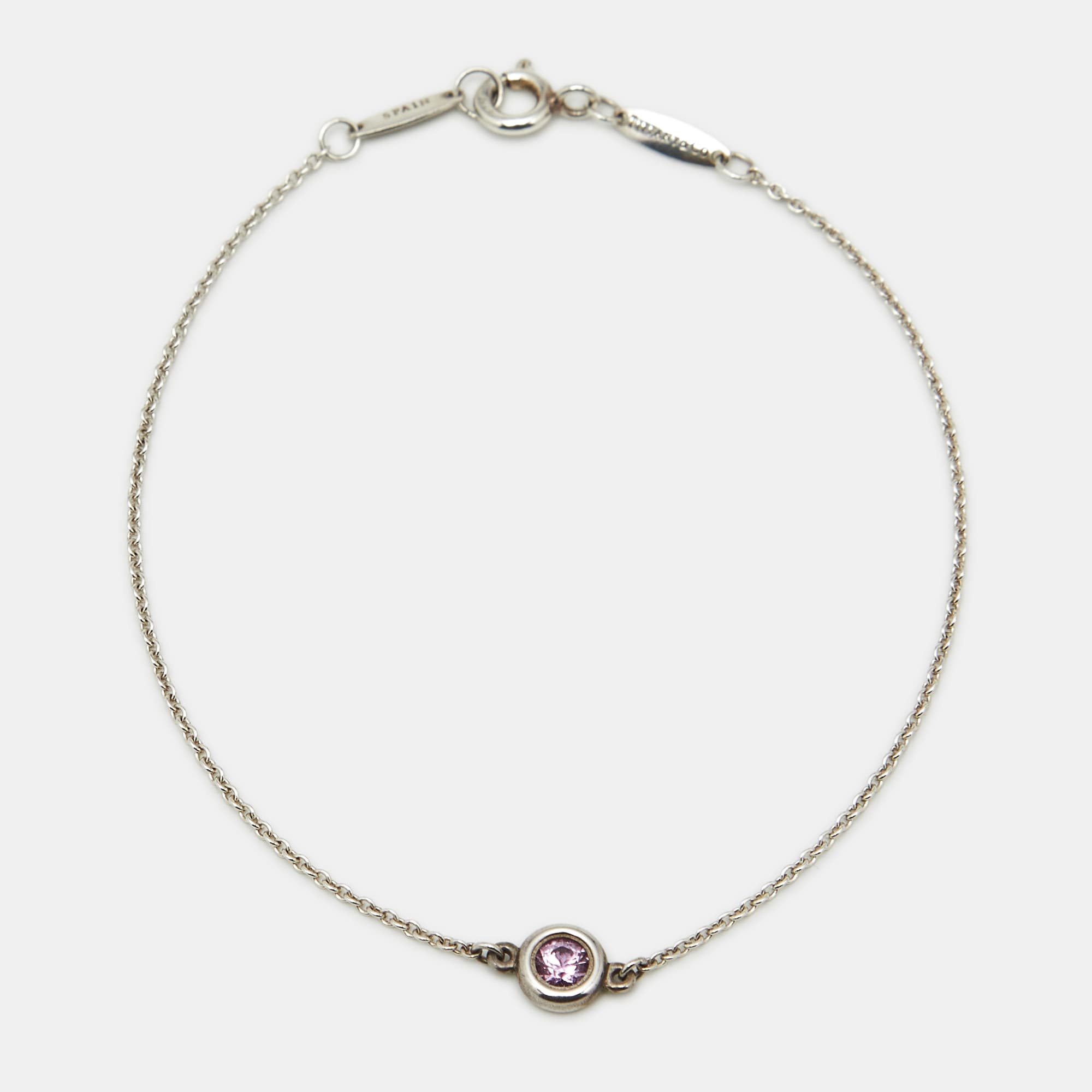 Tiffany & Co. Elsa Peretti Color By the Yard Pink Sapphire Sterling Silver Bracelet