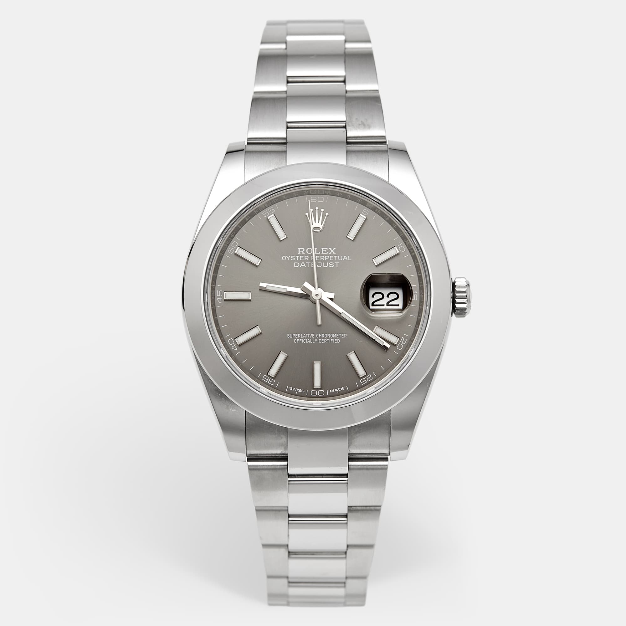Rolex Datejust M126300-0007 Grey Dial Oystersteel Men's Wristwatch 41 mm