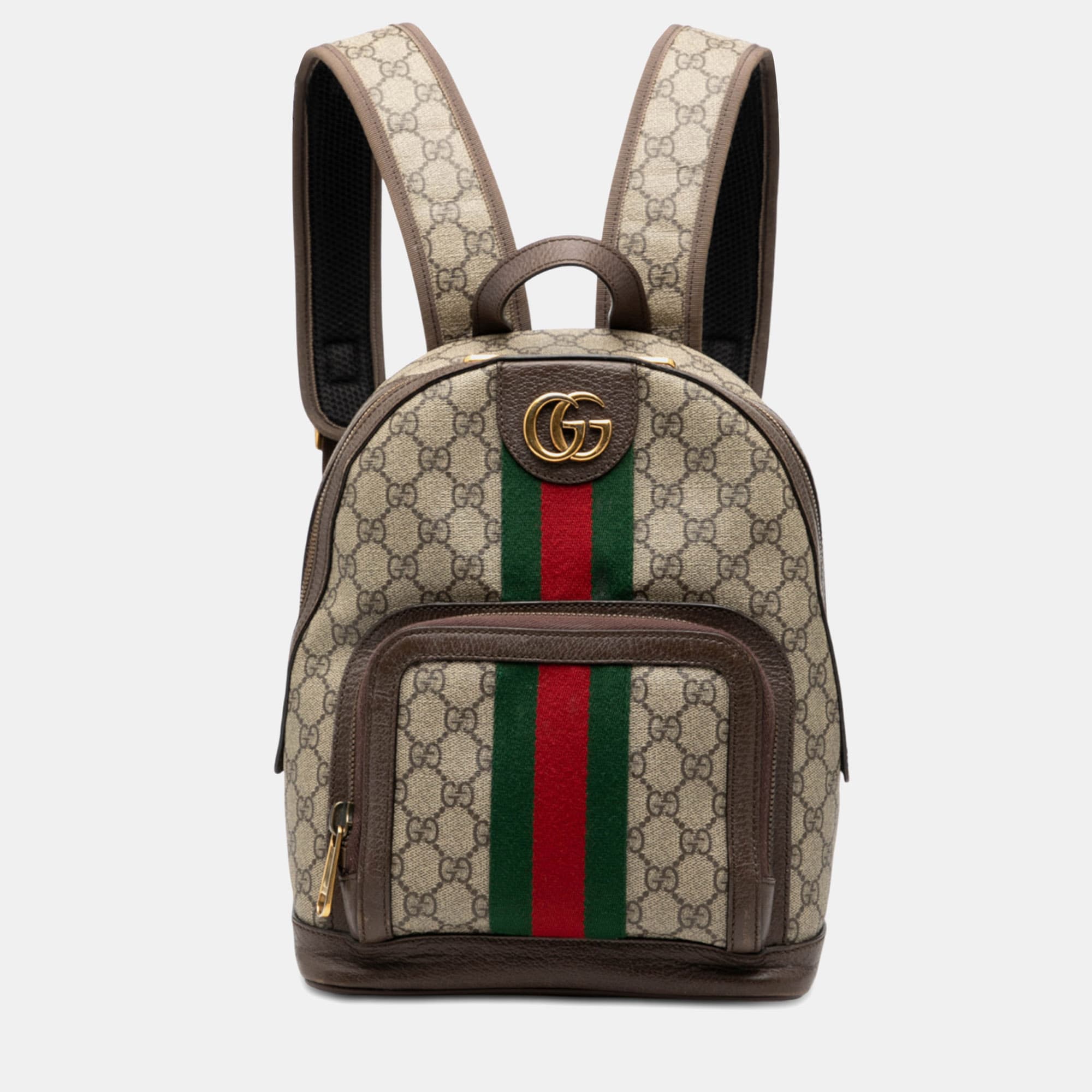 Gucci Brown Small GG Supreme Ophidia Web Backpack