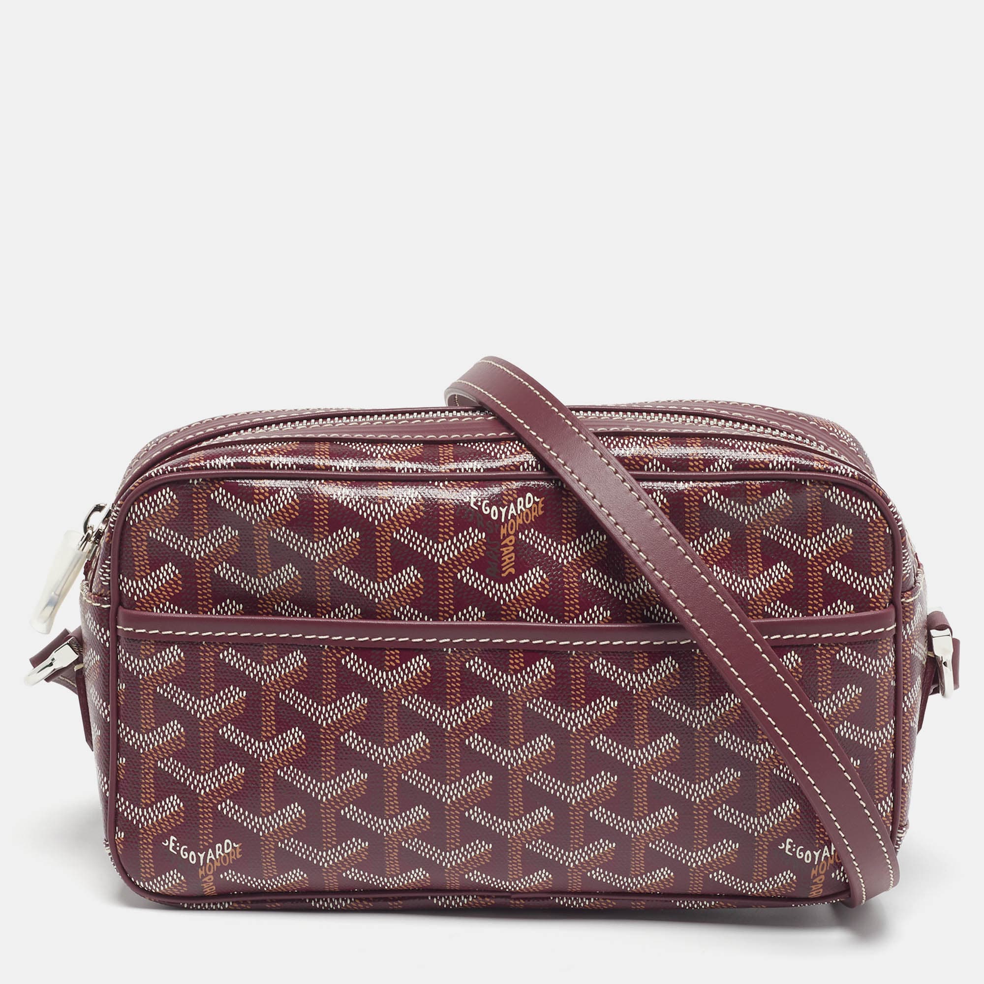 Goyard Cap Vert PM Burgundy Goyardine Coated Canvas and Leather Crossbody Bag