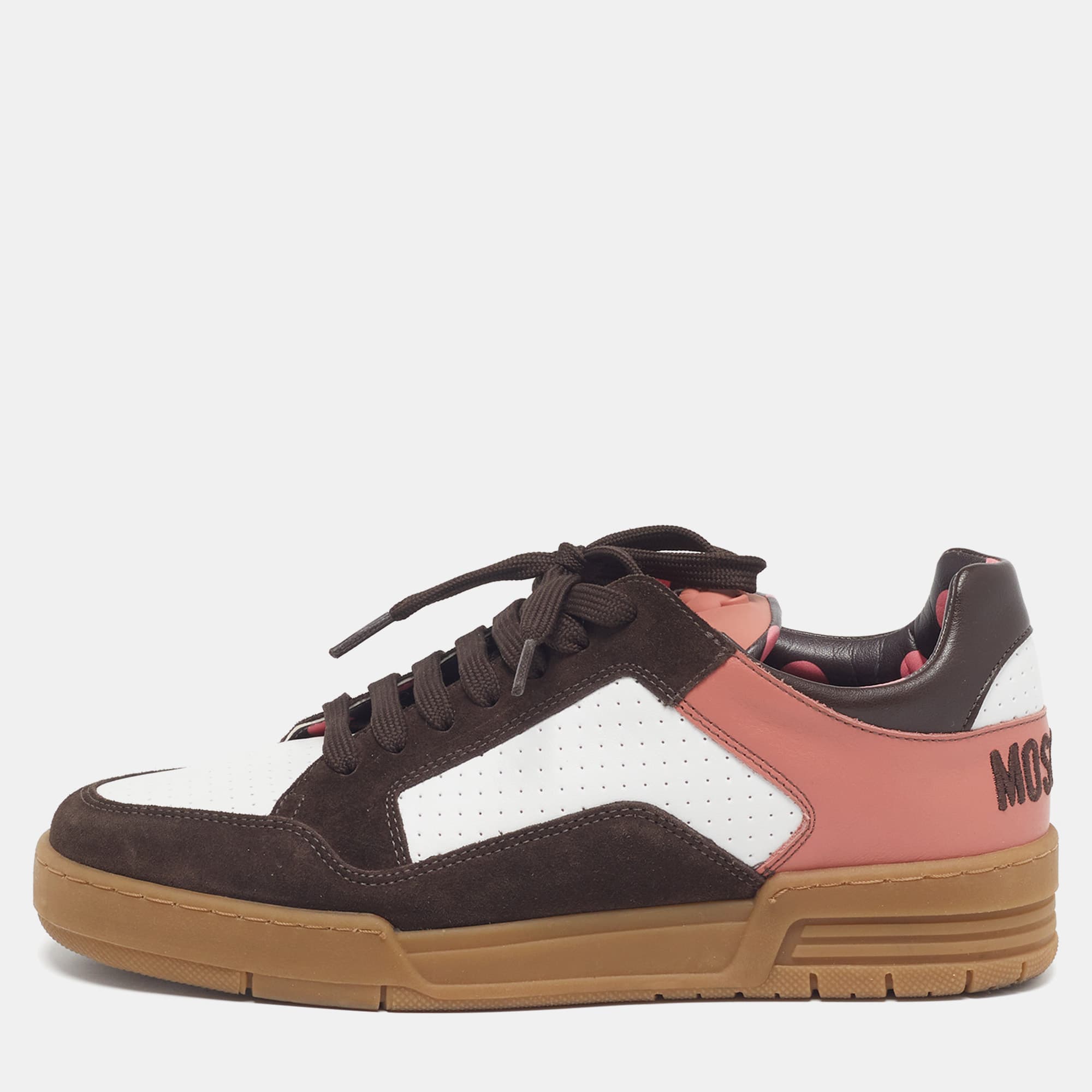 Moschino Panelled Size 42 Multicolor Leather and Suede Lace Up Sneakers