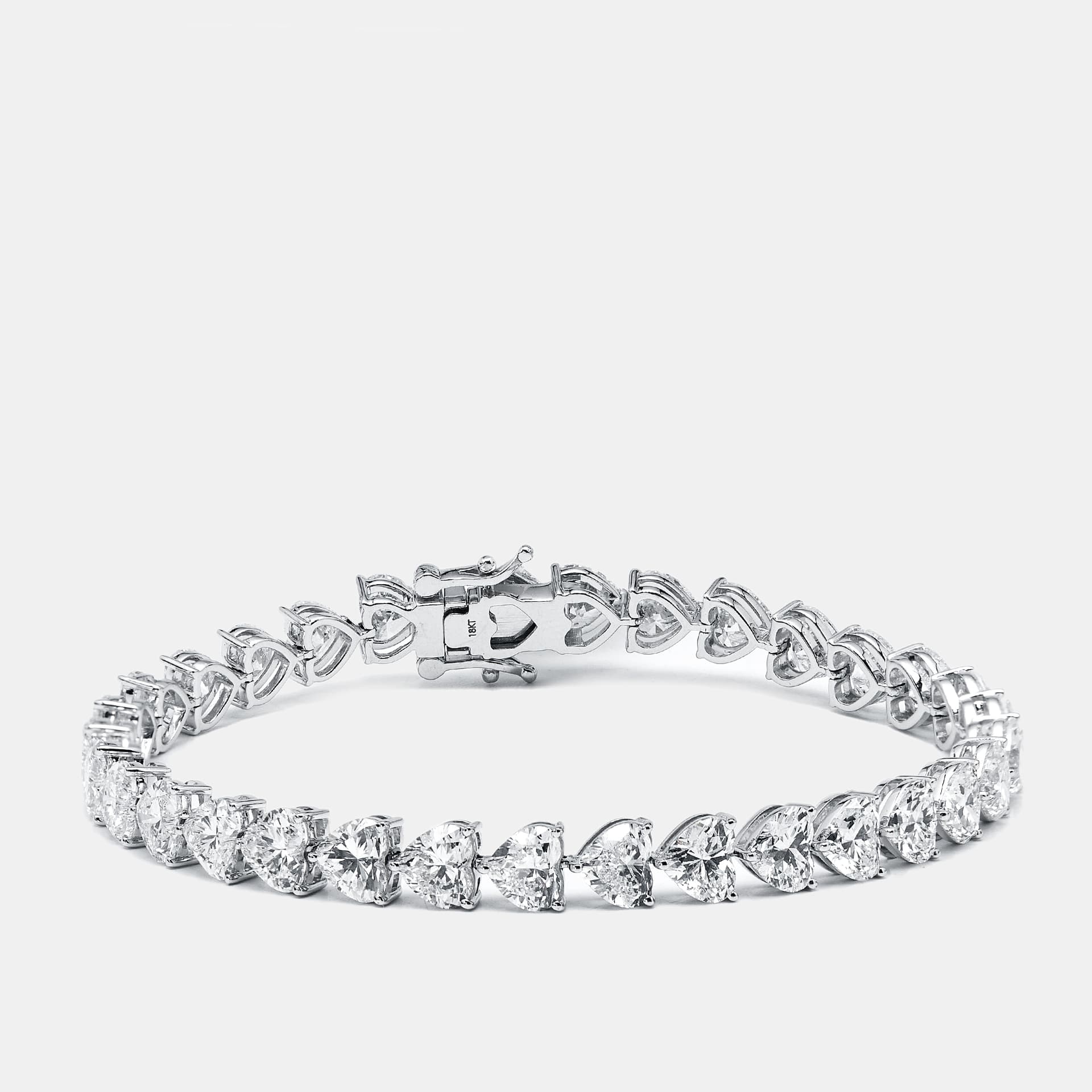 16 cts Heart Lab Grown Diamonds 18k White Gold Bracelet