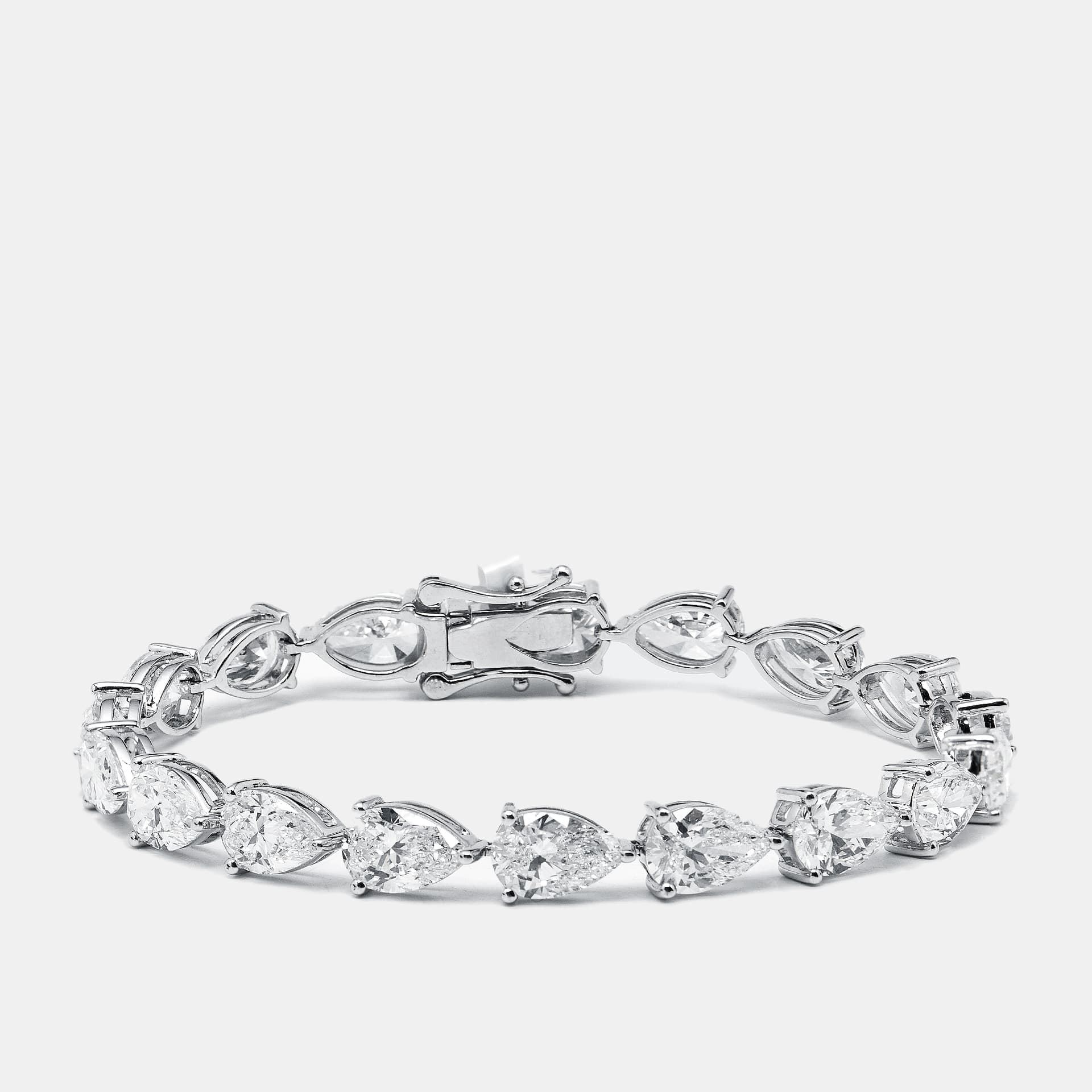 18.5 cts Pear Lab Grown Diamonds 18k White Gold Bracelet