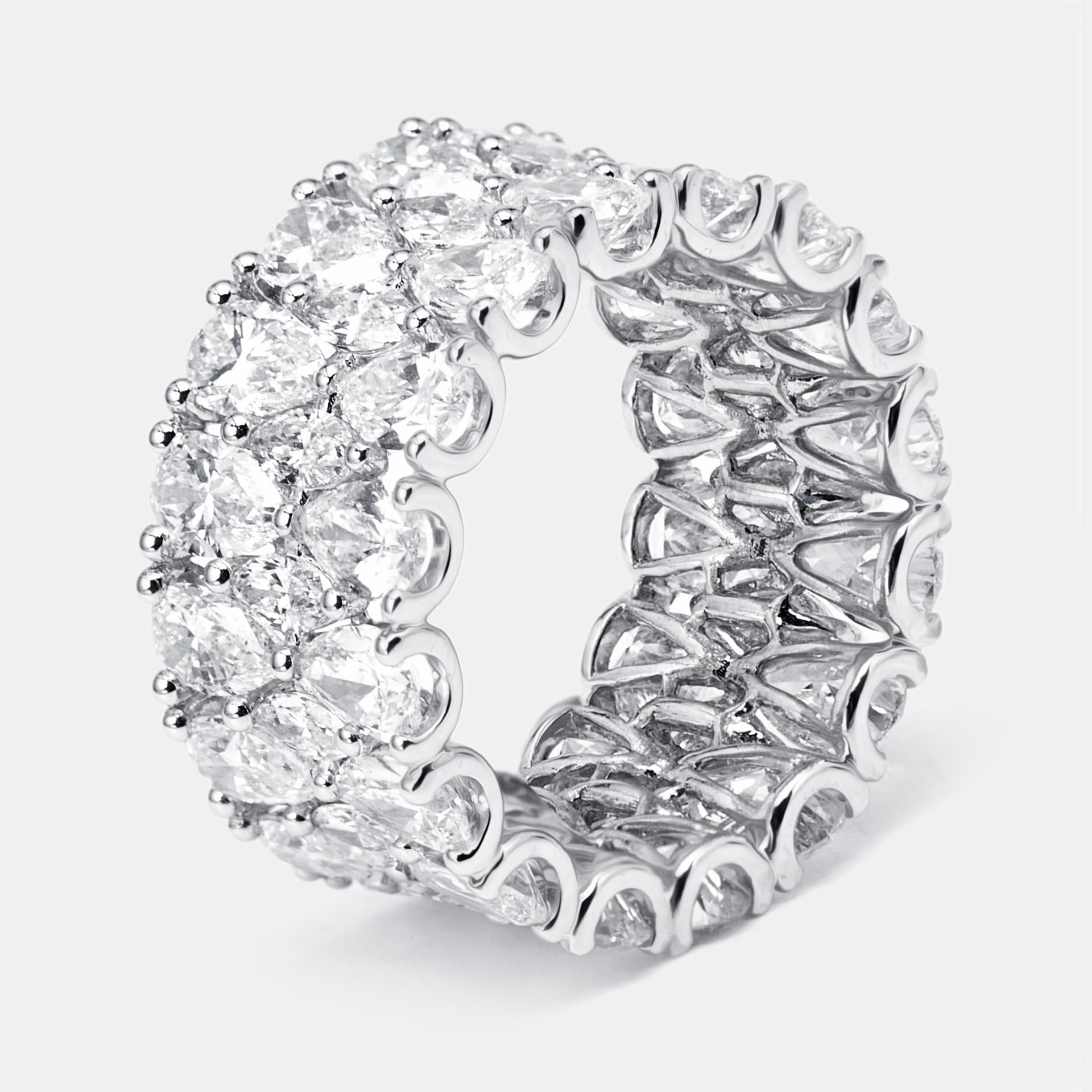 9.5 cts Pear, Marquise Lab Grown Diamonds 18k White Gold Ring Size 55