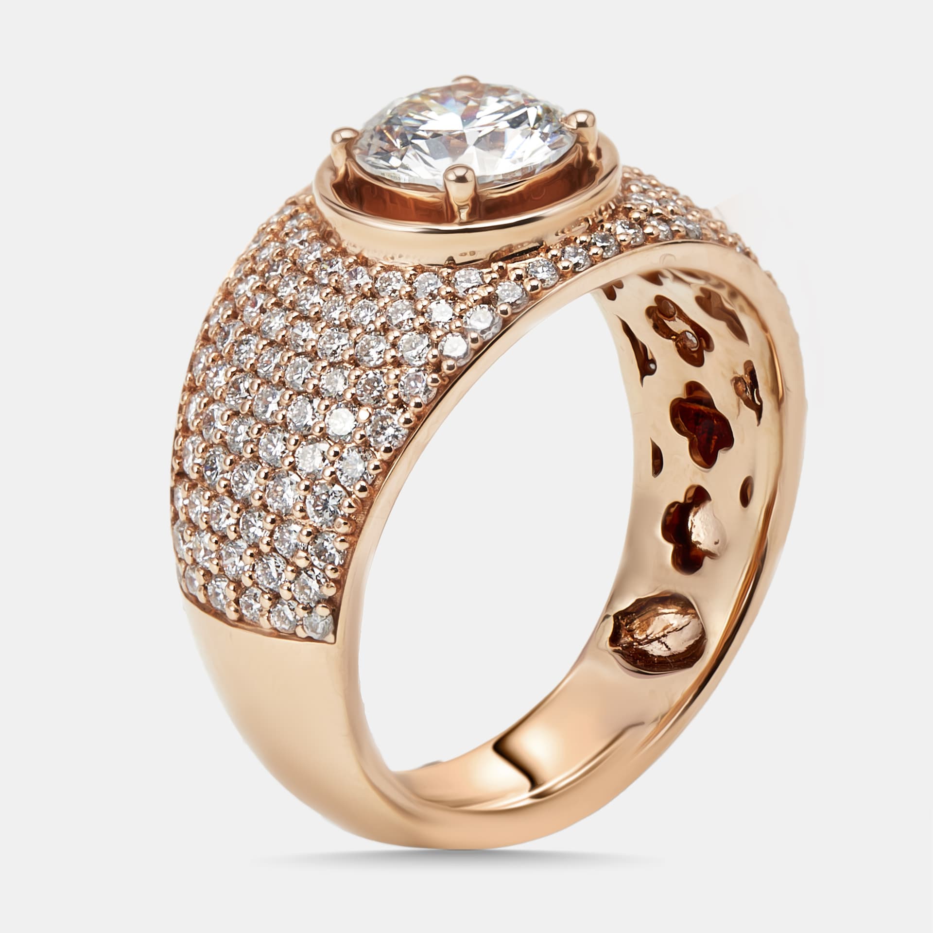 2 cts Round Lab Grown Diamonds 18k Rose Gold Ring Size 52