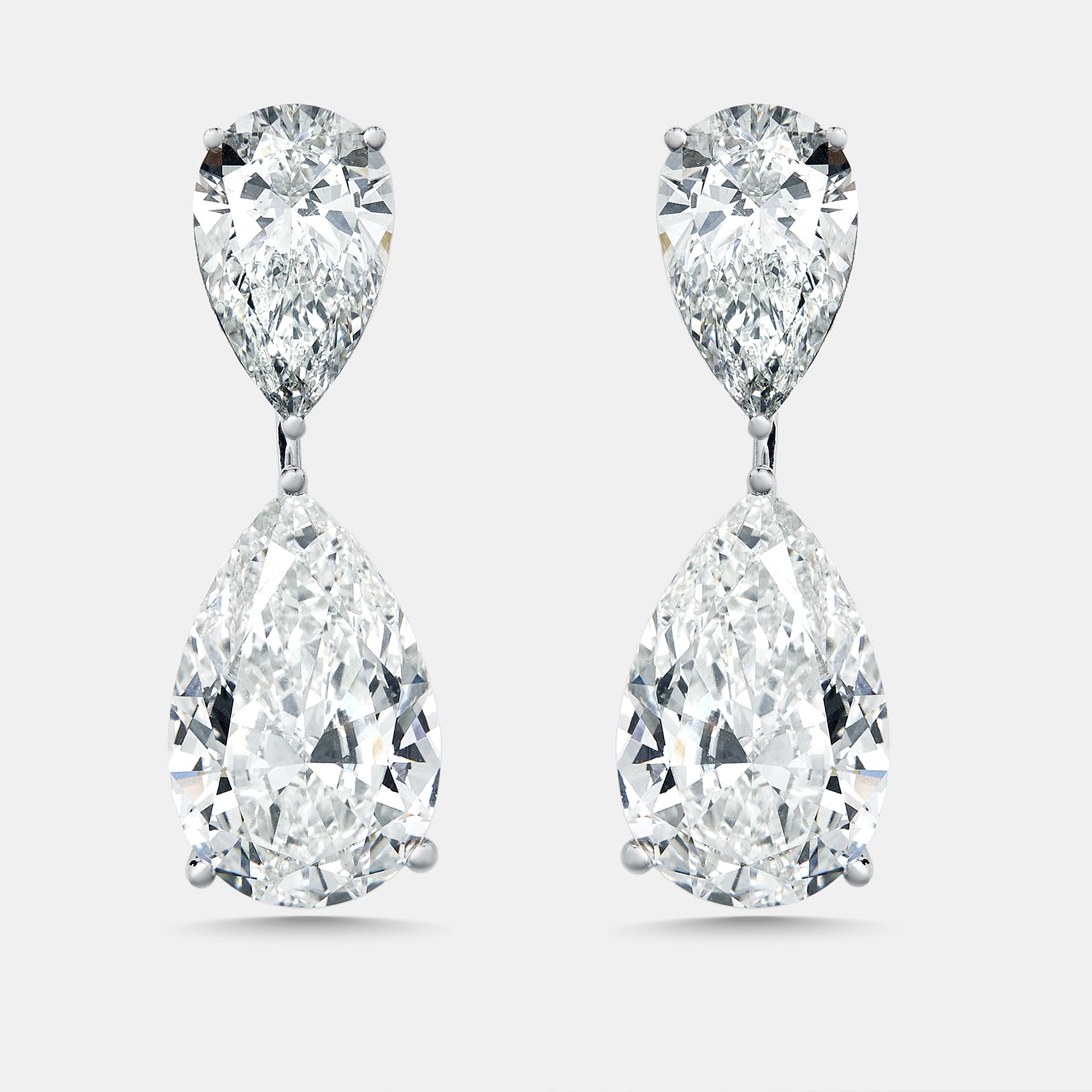 28 cts Pear Lab Grown Diamonds 18k White Gold Earrings