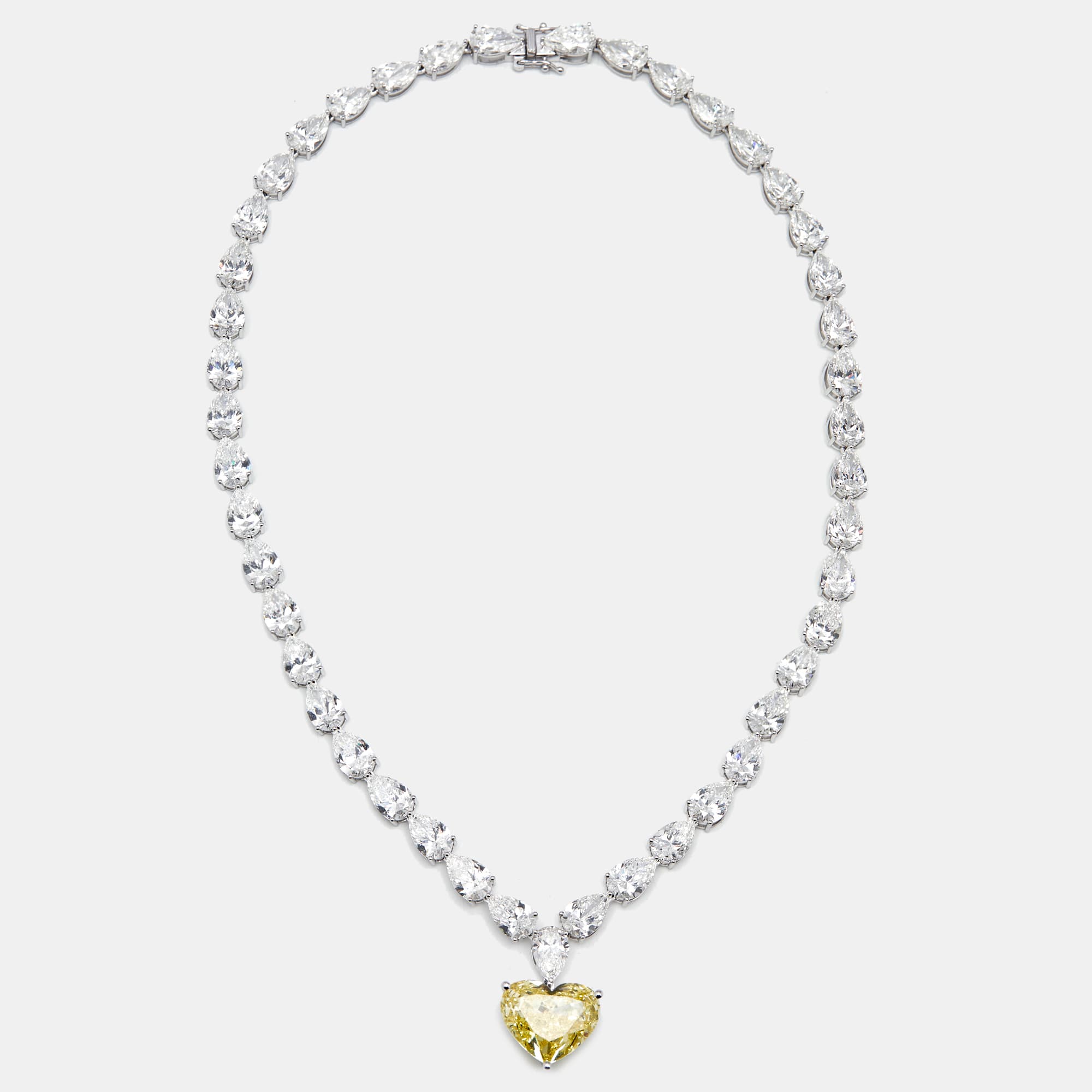 57.02 cts Pear, Heart Lab Grown Diamond 18k White Gold Necklace