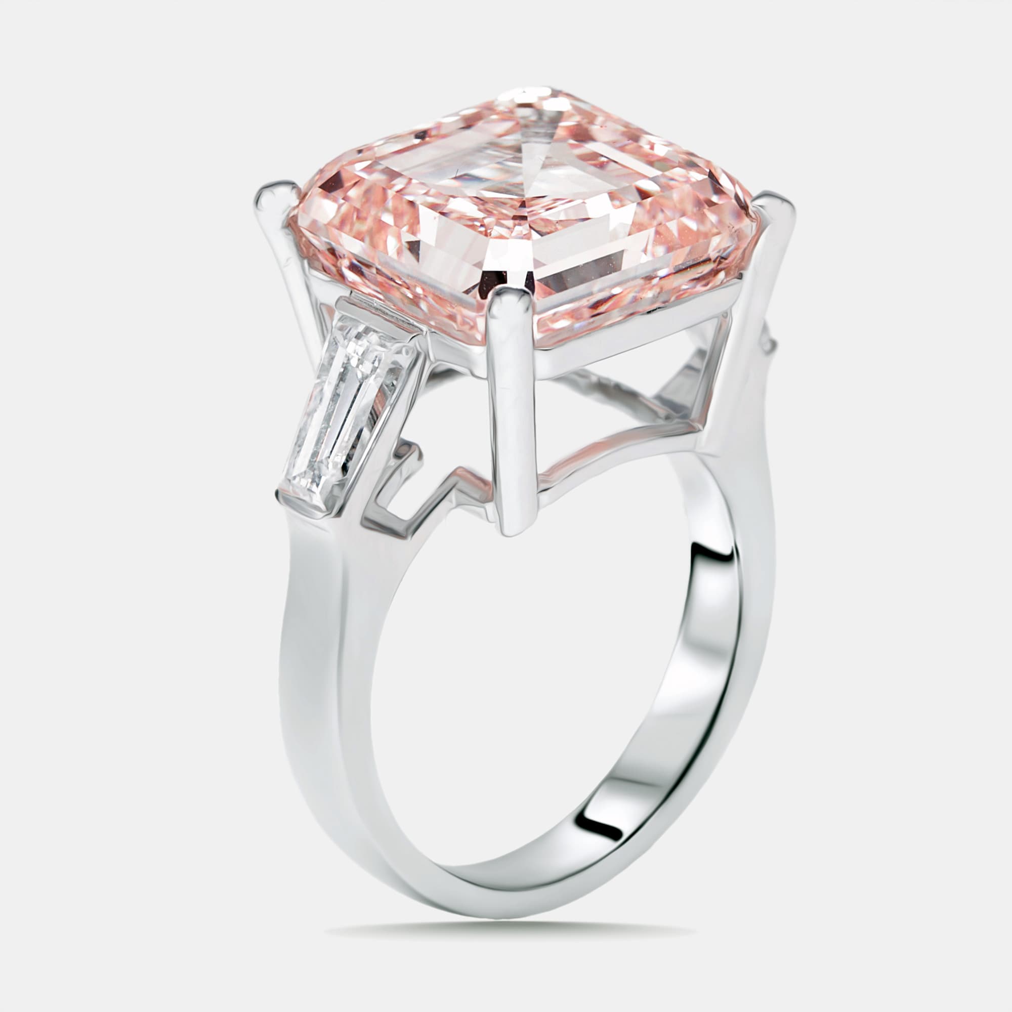 13 cts  Asscher, Trapezoid Lab Grown Diamonds 18k White Gold Ring Size 52