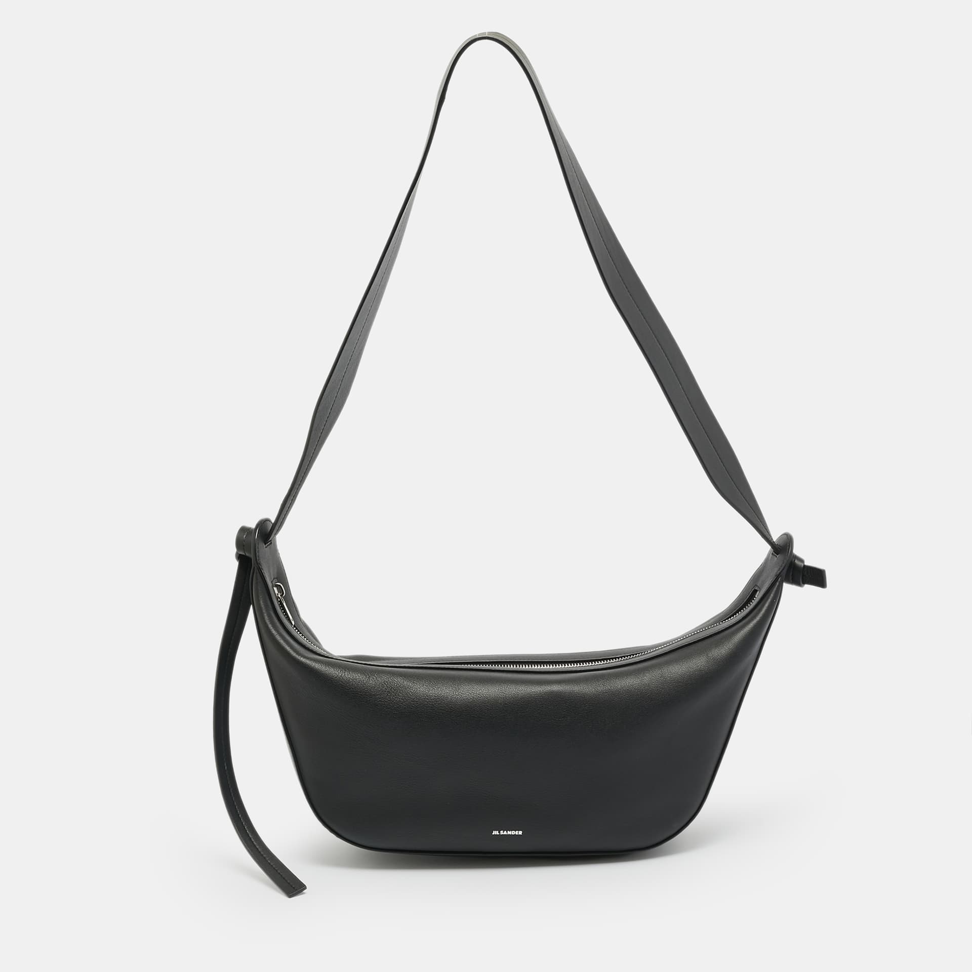 Jil Sander Knot Small Black Leather Shoulder Bag