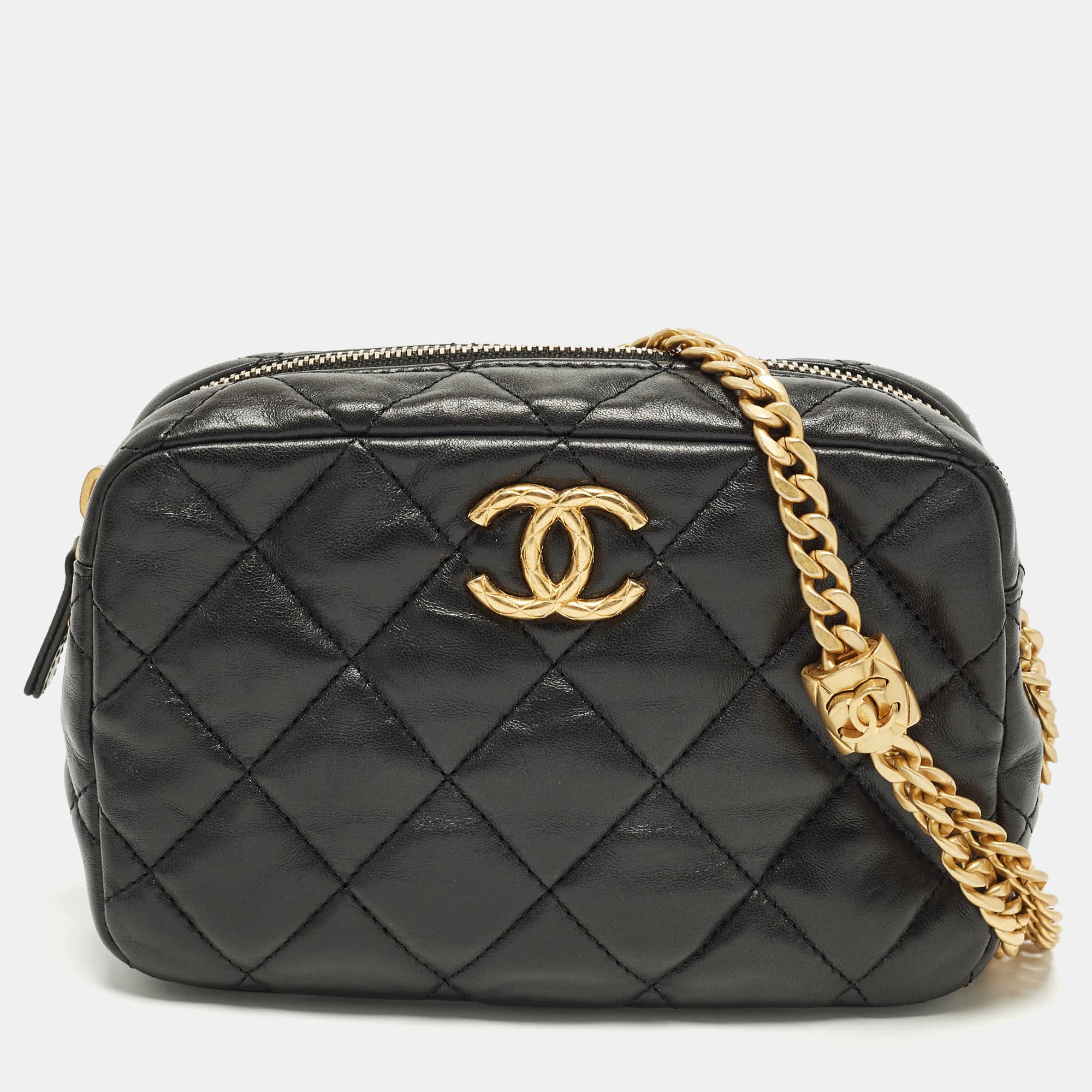 Chanel Coco Crush Black Quilted Leather Camera Bag