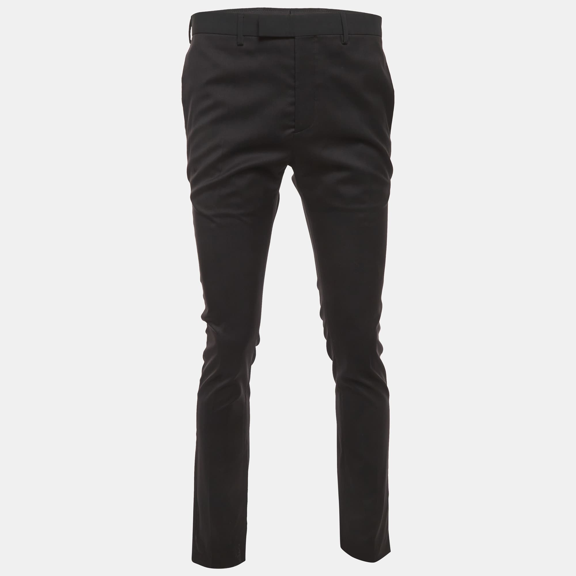 Dior Homme Black Gabardine Formal Trousers M