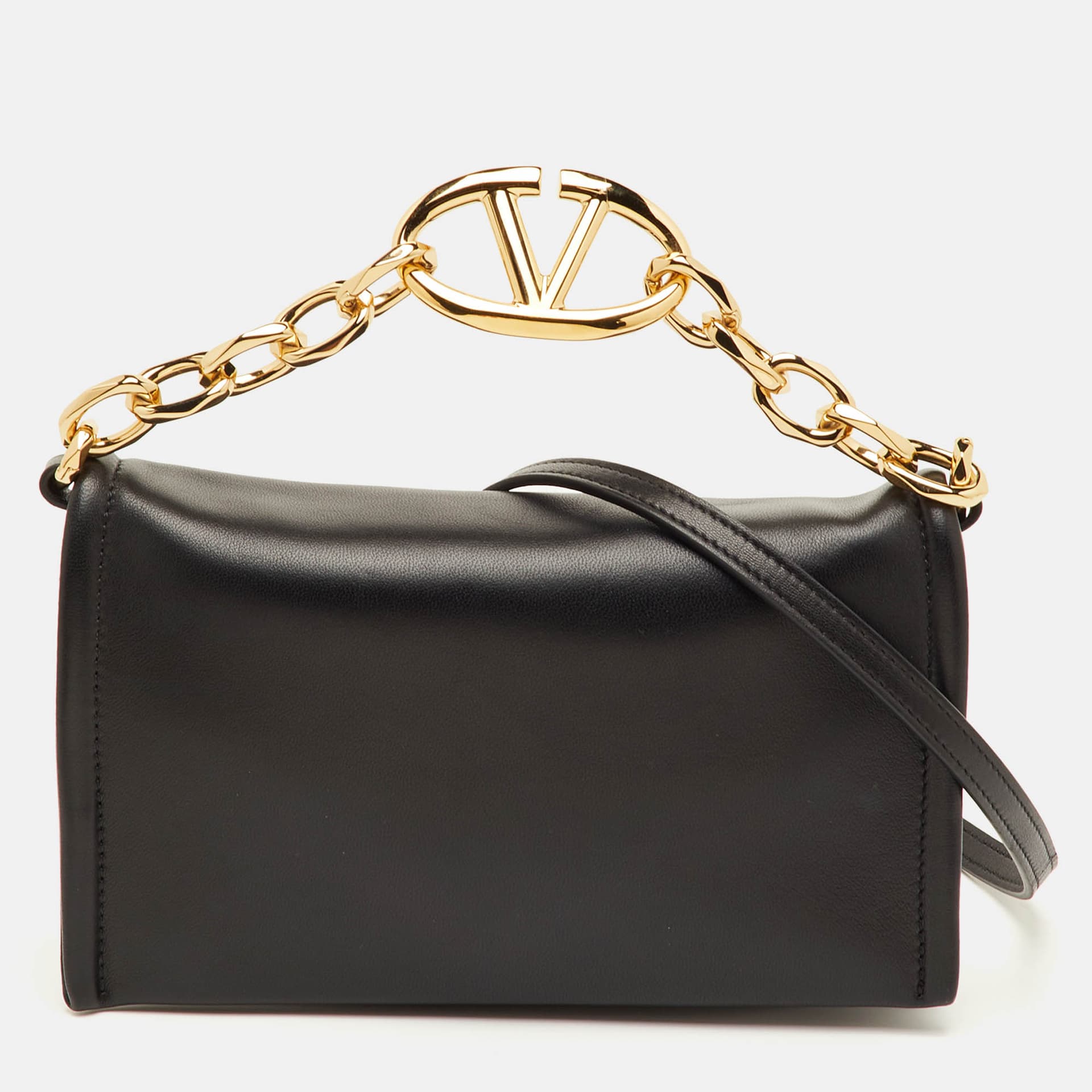 Valentino VLogo Black Leather Chain Bag