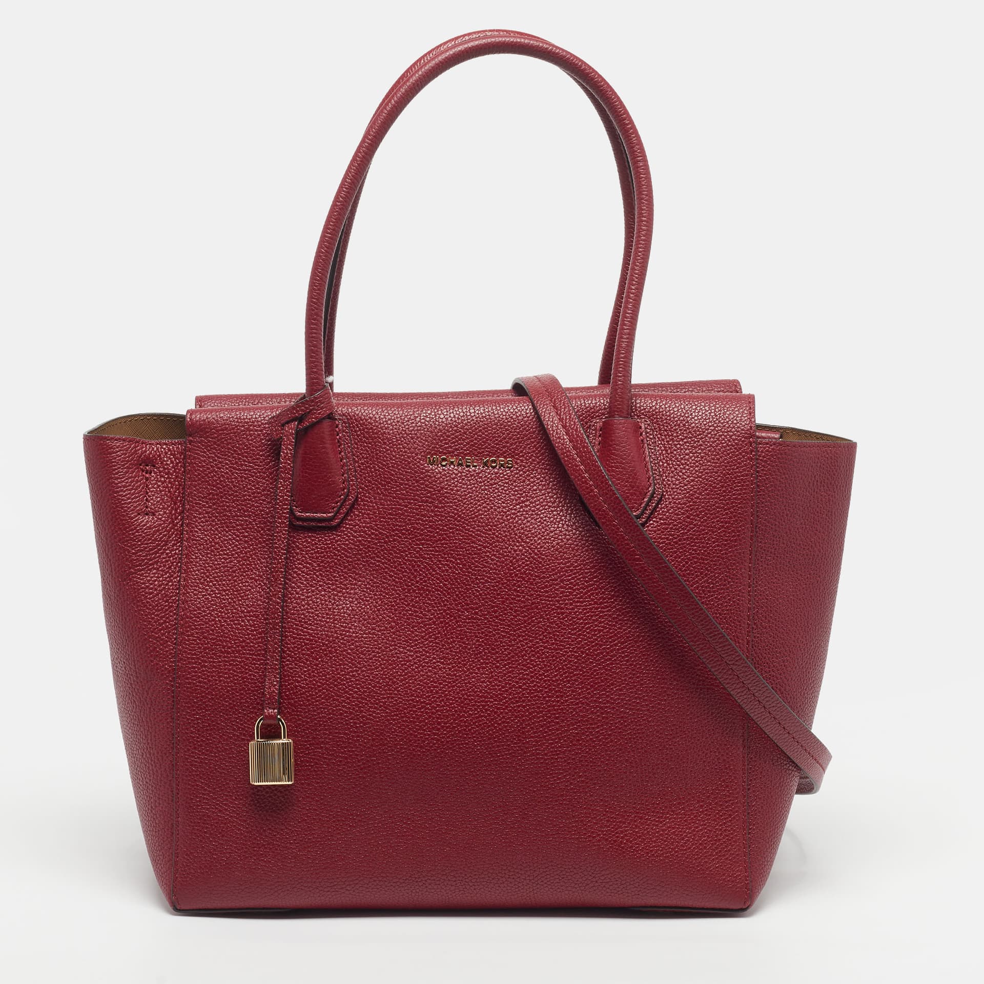 MICHAEL Michael Kors Mercer Large Red Leather Satchel