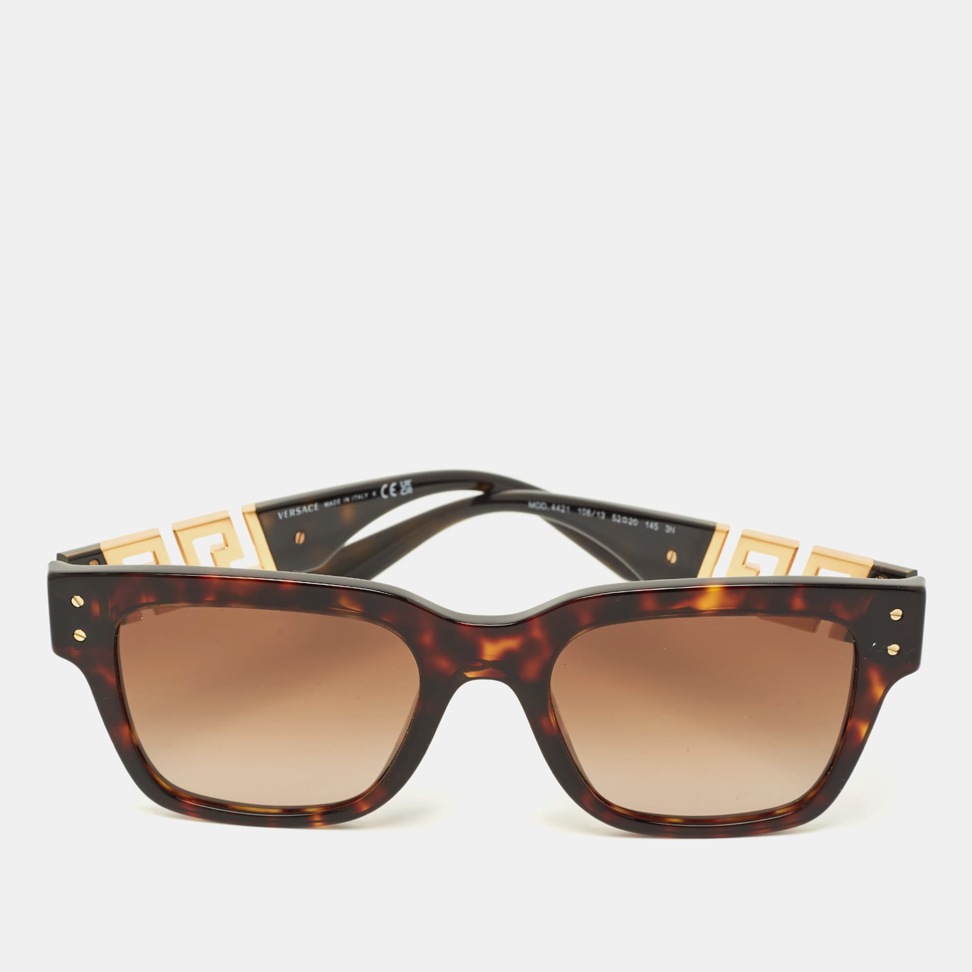 Versace Tortoiseshell Brown Gradient MOD 4421 Greca Square Sunglasses