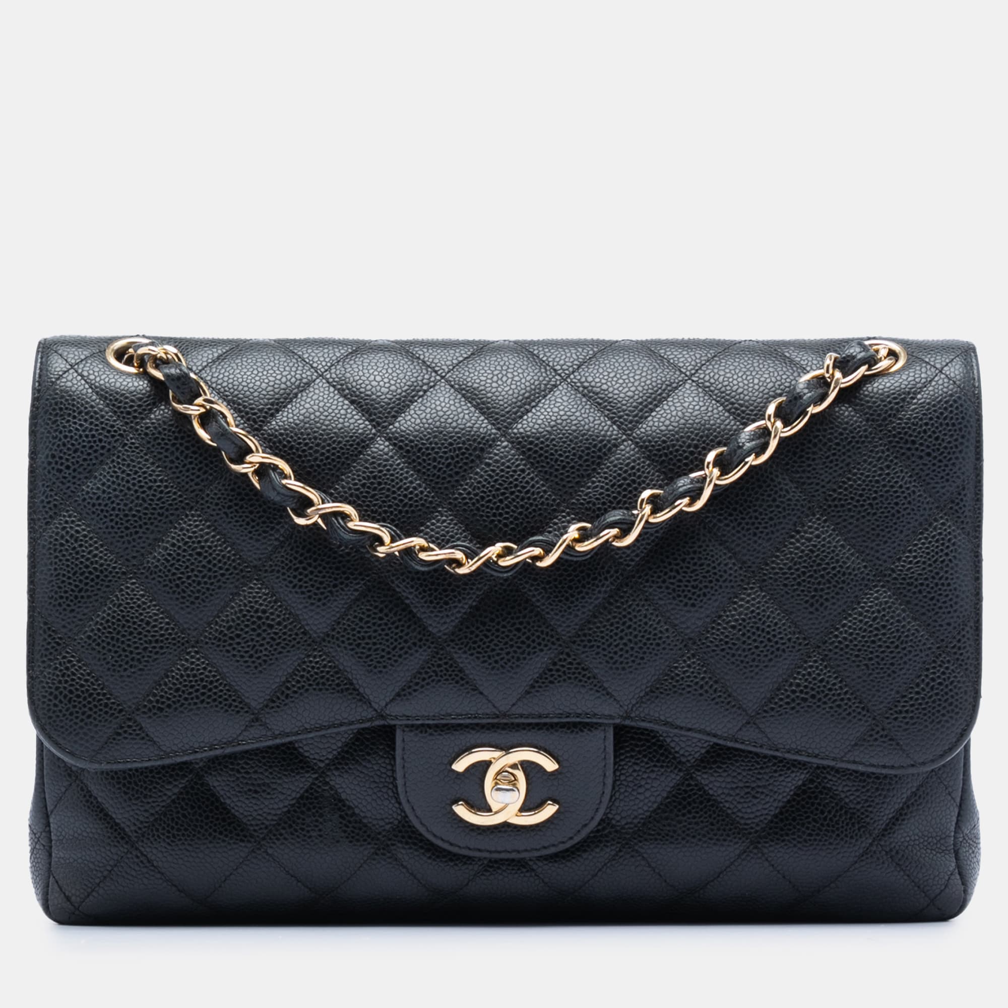 Chanel Black Jumbo Classic Caviar Double Flap
