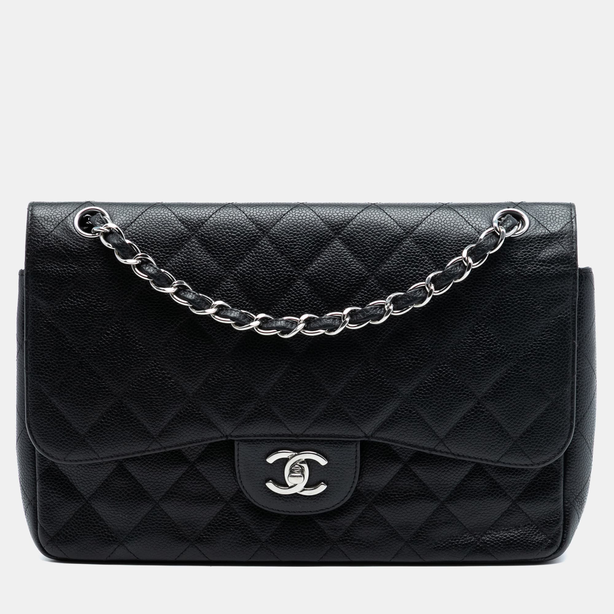 Chanel Black Jumbo Classic Caviar Double Flap