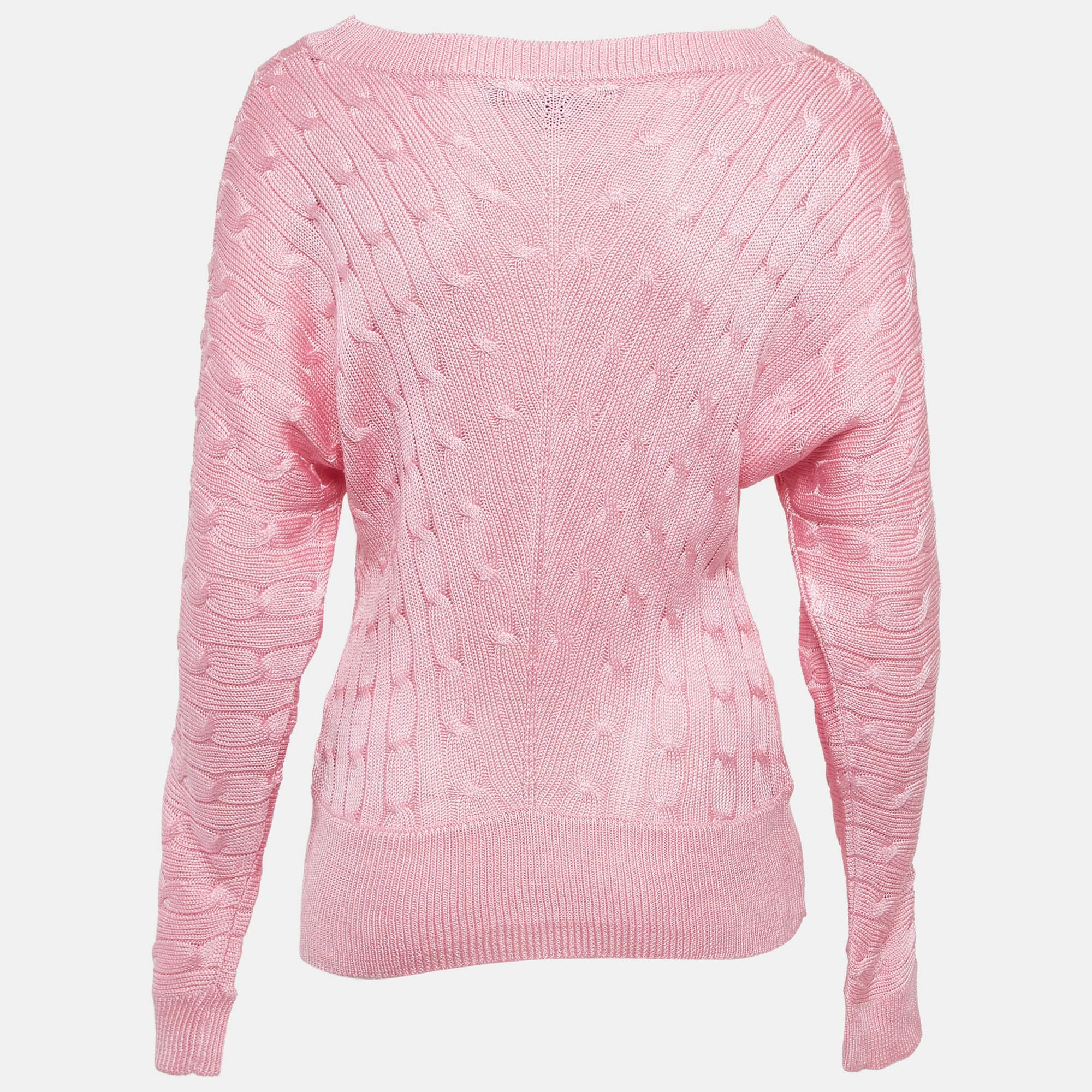 Ralph Lauren Pink Cable Knit Long Sleeve Sweater M