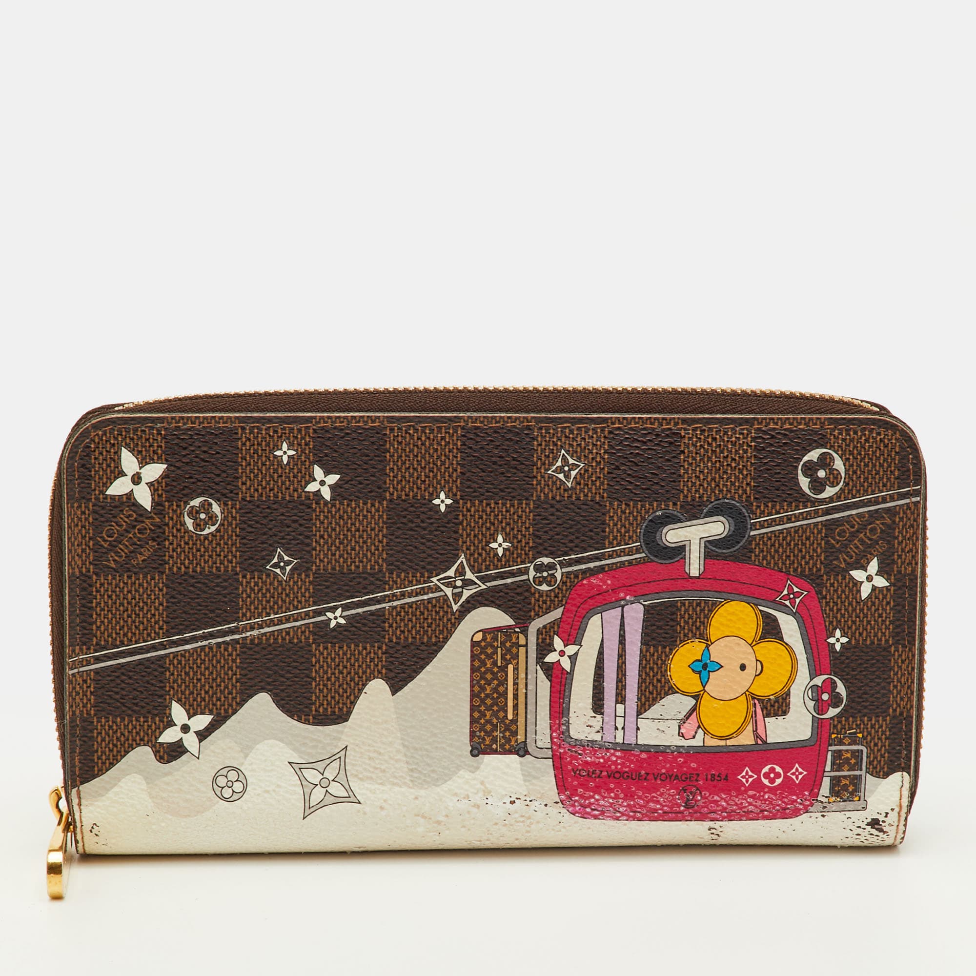 Louis Vuitton Vivienne Courchevel Damier Ebene Canvas Zippy Wallet