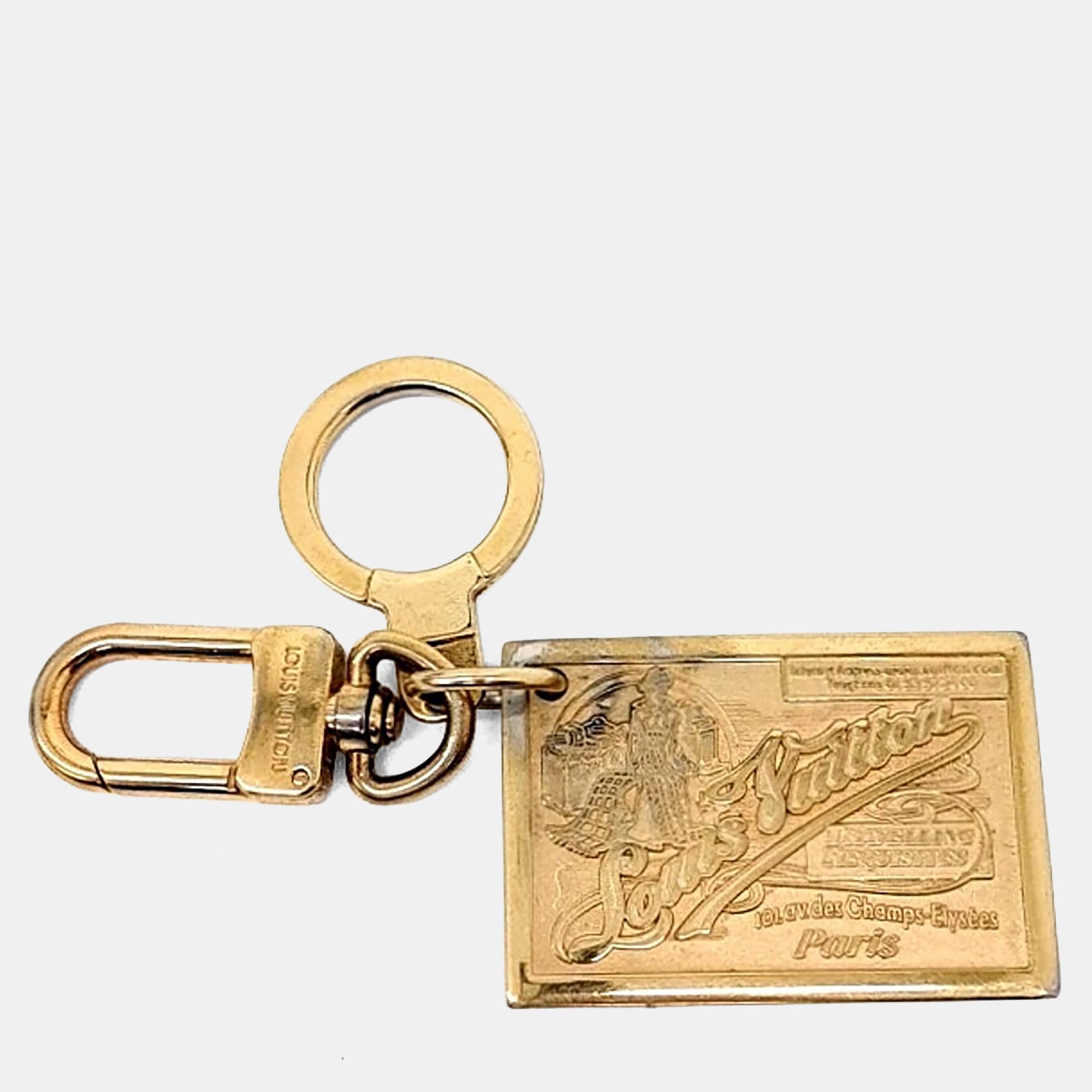 Louis Vuitton Gold Tone Key Ring and Bag charm
