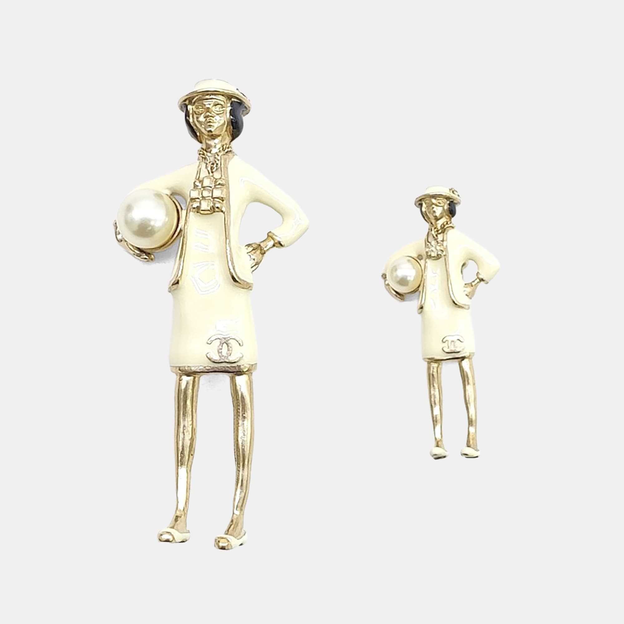 Chanel Gold Tone, Enamel Coco Madame Brooch