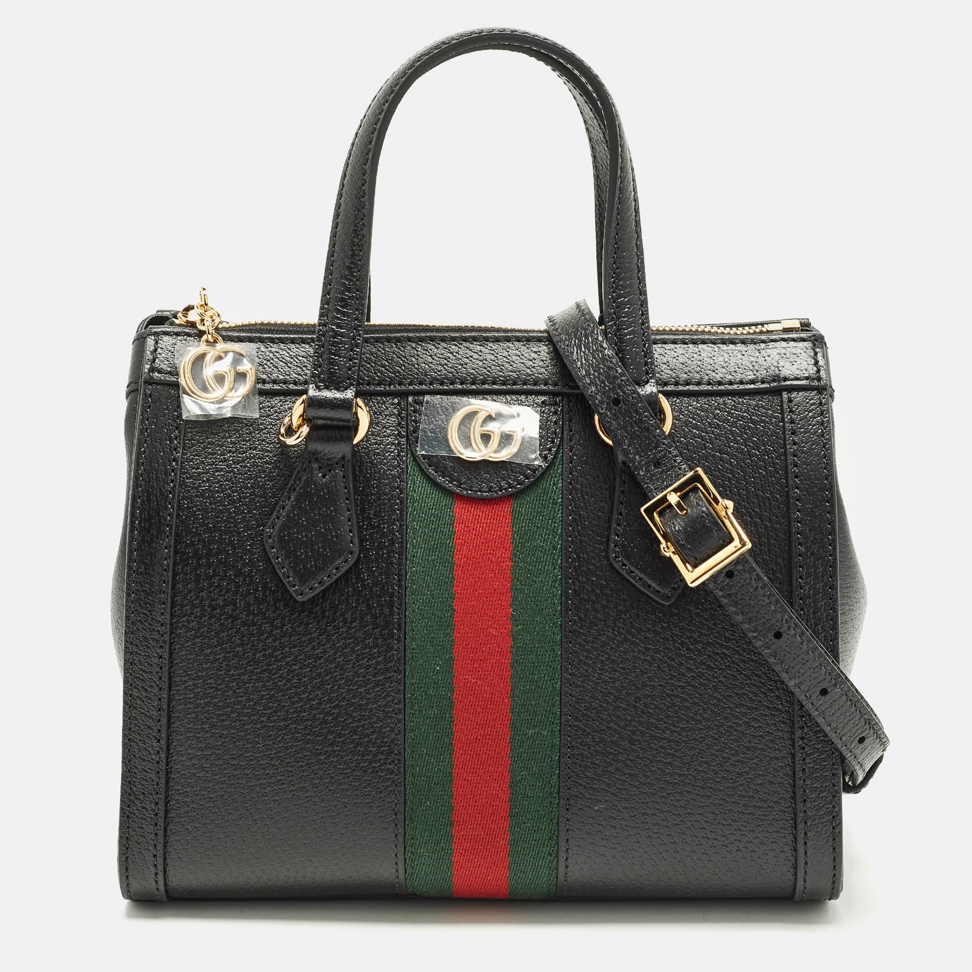 Gucci Ophidia Web Small Black Leather Tote
