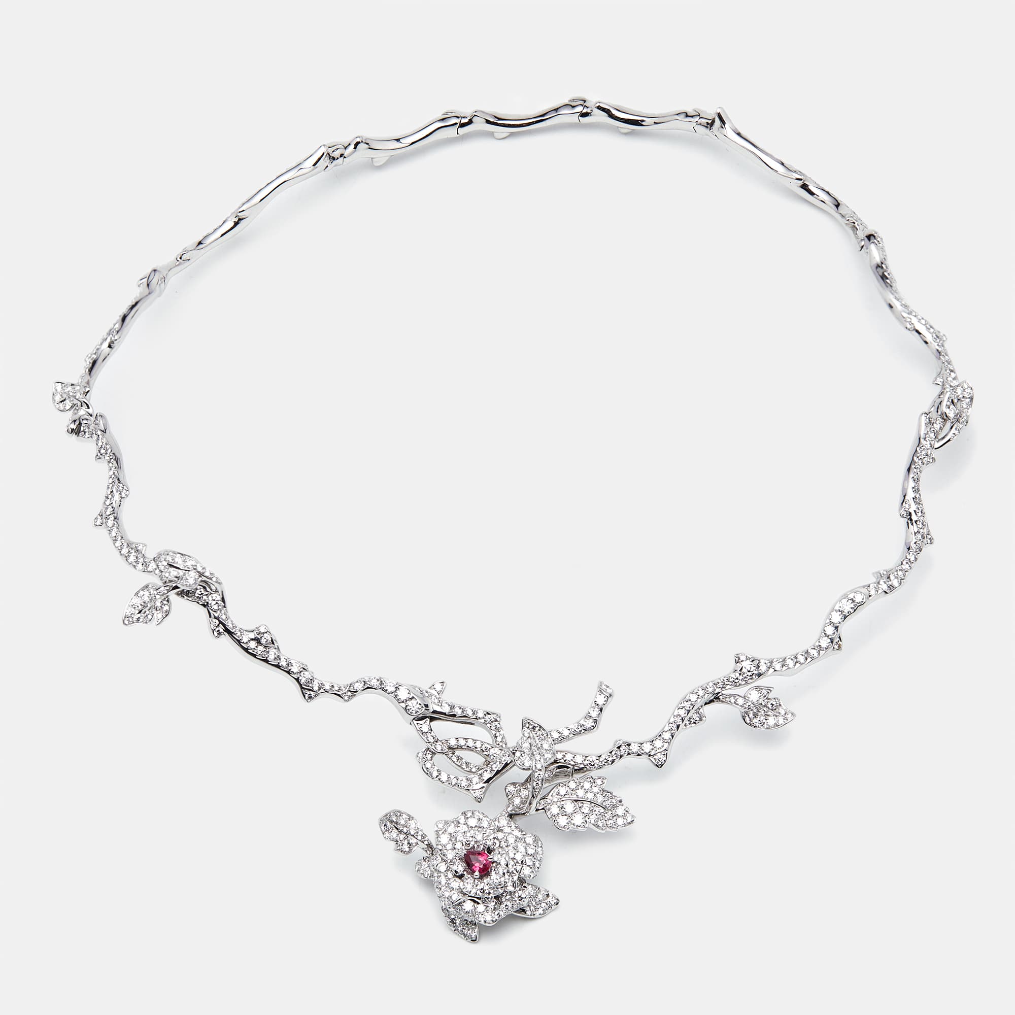 Dior Rose Bagatelle Diamonds Pear 18k White Gold Necklace