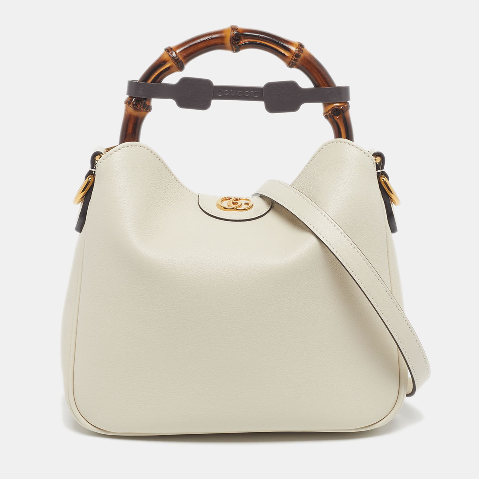 Gucci Bamboo Diana Small Off White Leather Hobo