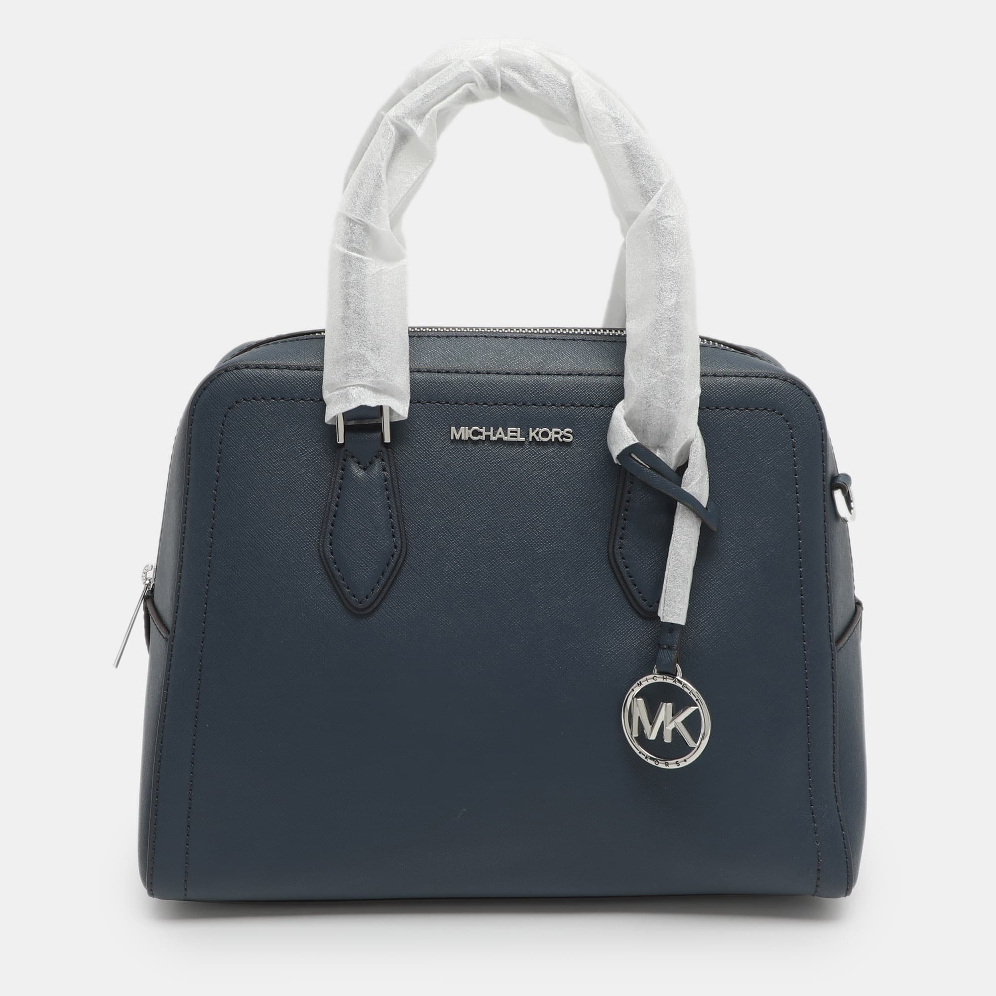 Michael Kors Hayes Blue Leather Satchel