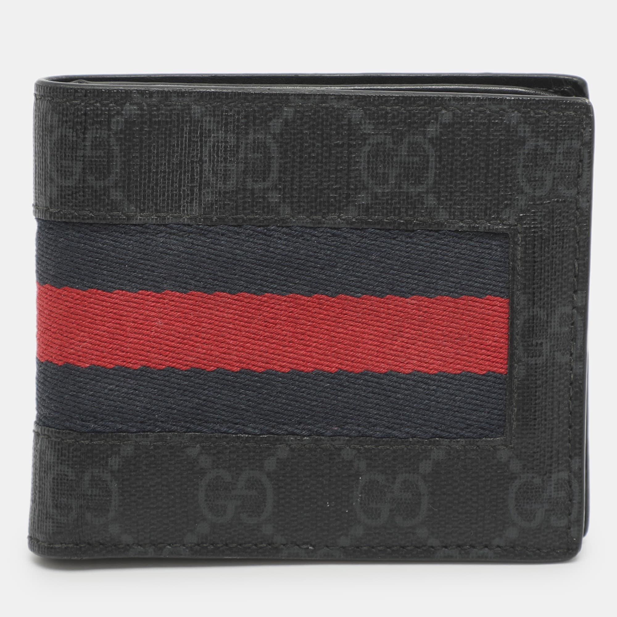 Gucci Web Black GG Coated Canvas Fabric Bifold