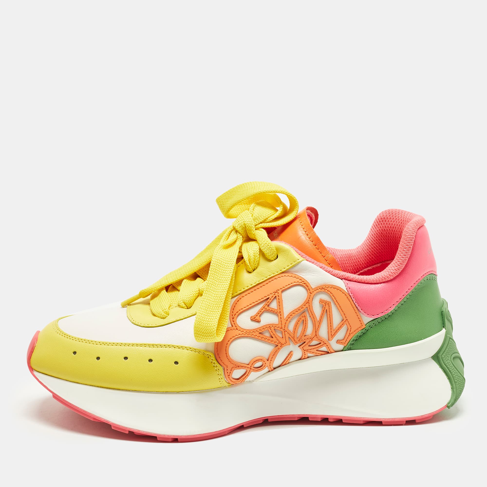 Alexander McQueen Sprint Runner Size 37.5 Multicolor Leather Lace Up Sneakers